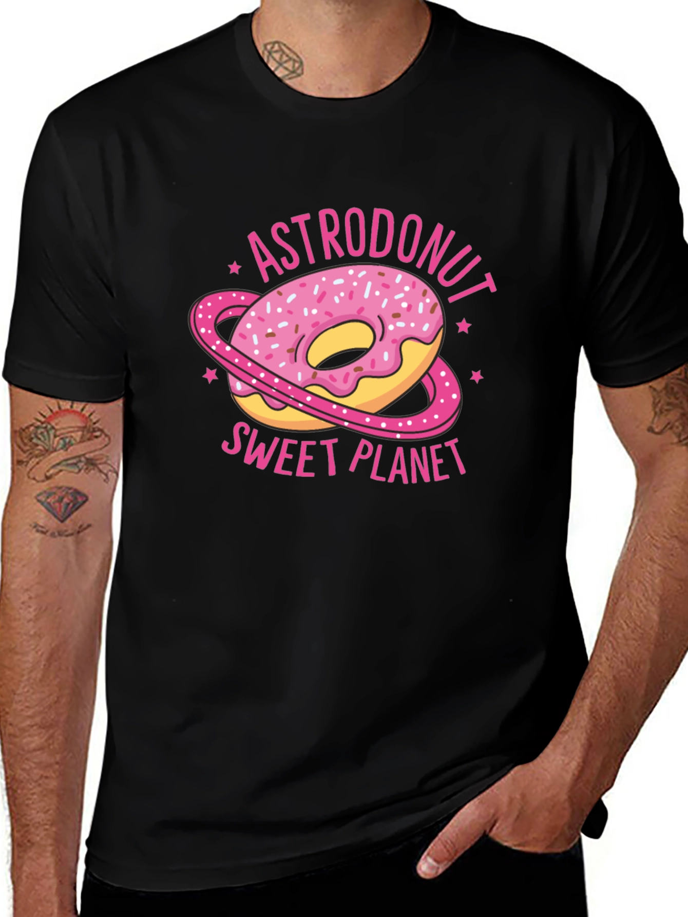 Variant 18 of Astronaut Donut Sweet Planet Black T-Shirt