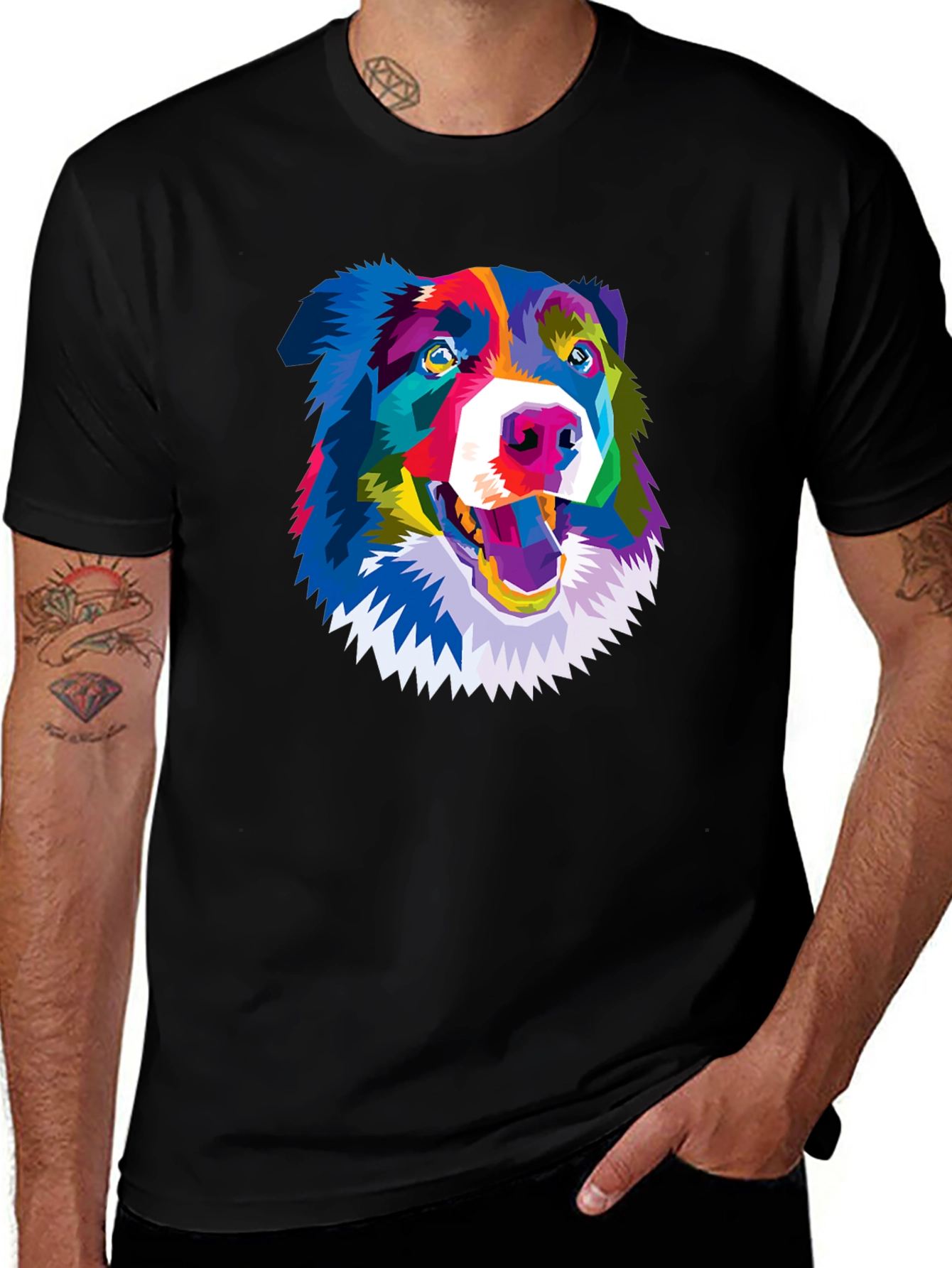 Variant 18 of Colorful Dog Graphic Tee - Unique Animal Art Shirt