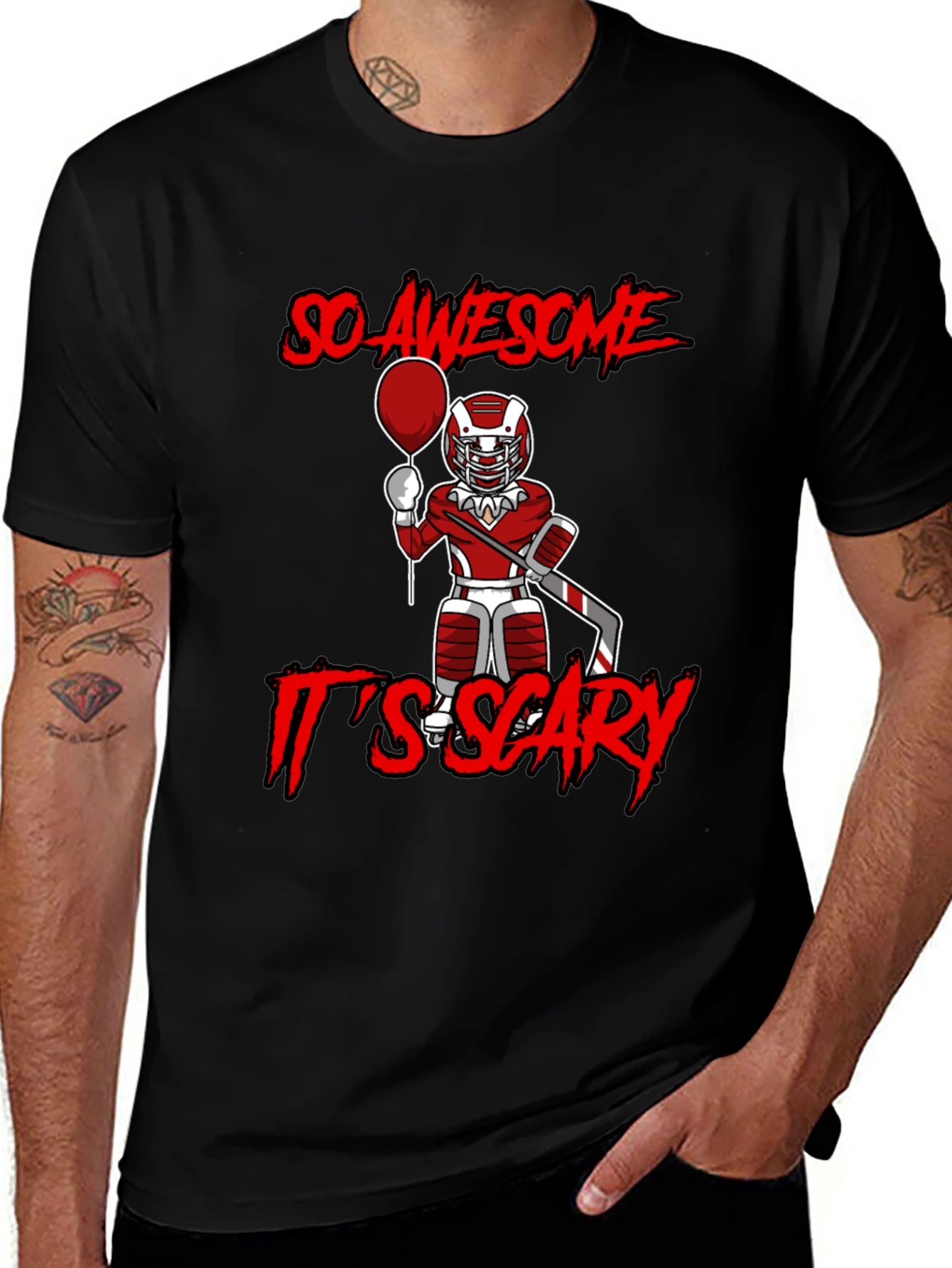 Variant 16 of Awesome Scary Hockey Player Graphic T-Shirt