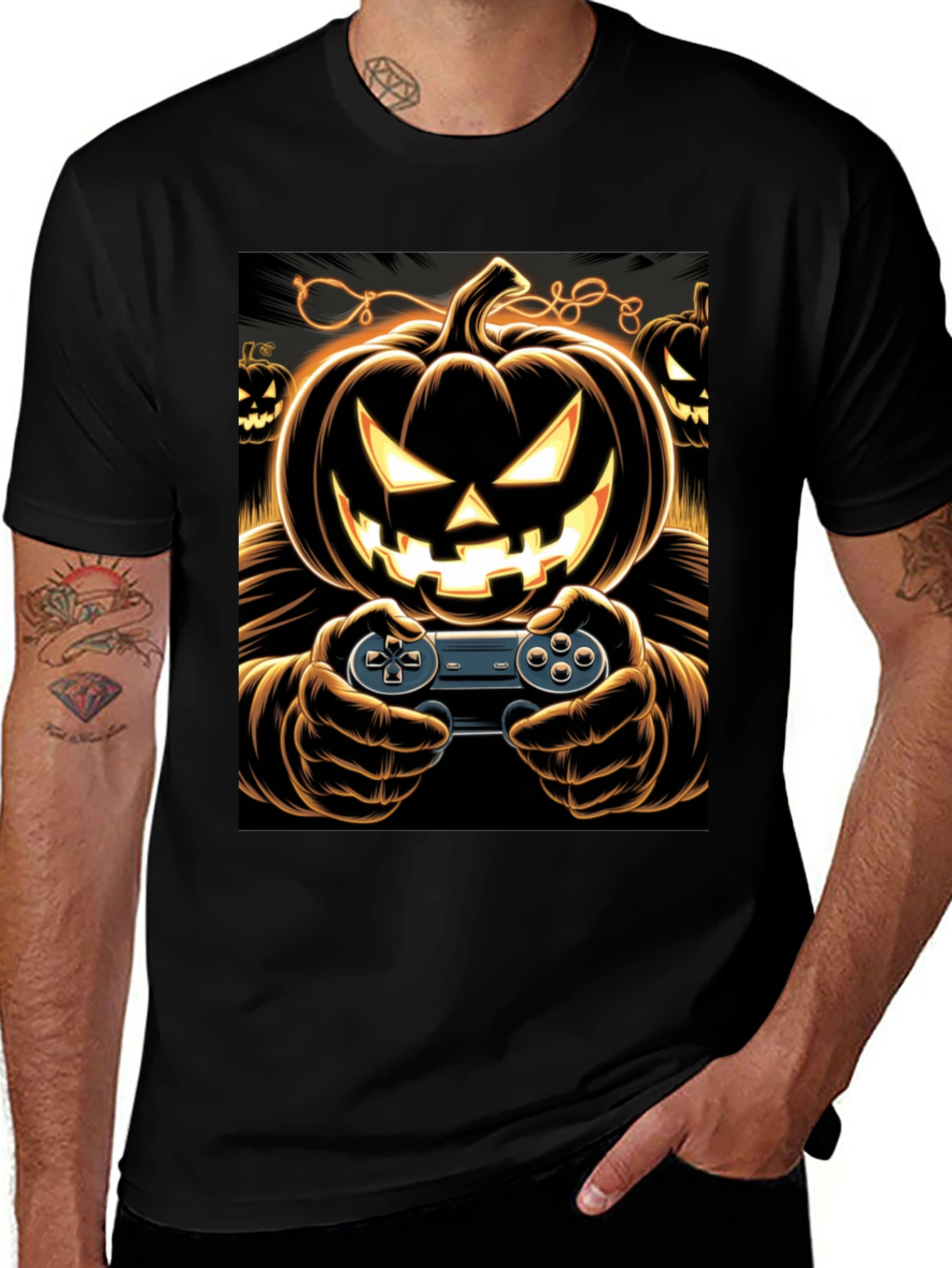 Variant 15 of Gamer Pumpkin Halloween T-Shirt