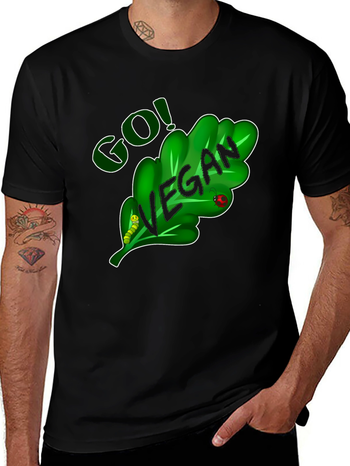 Variant 22 of Go Vegan T-Shirt - Leaf Design