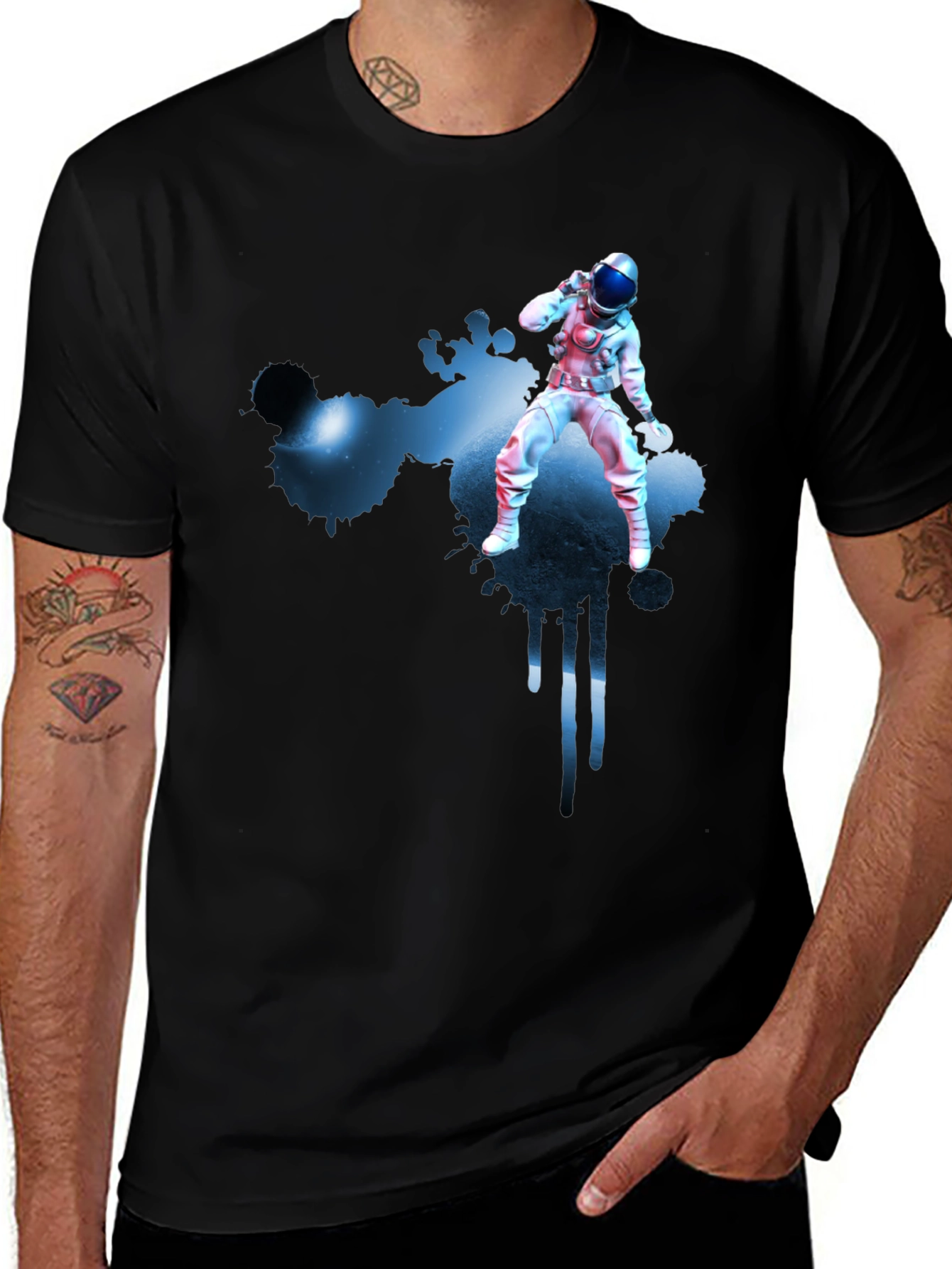Variant 23 of Astronaut Galaxy T-Shirt - Black Graphic Tee
