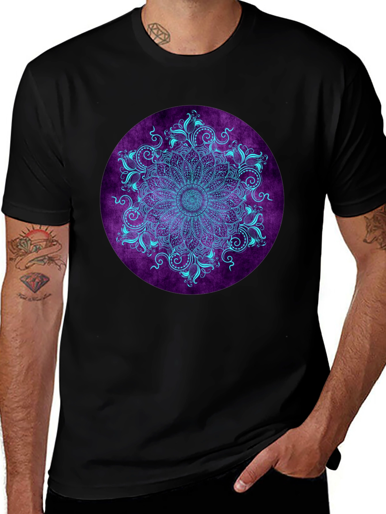 Variant 15 of Mandala Print Black T-Shirt