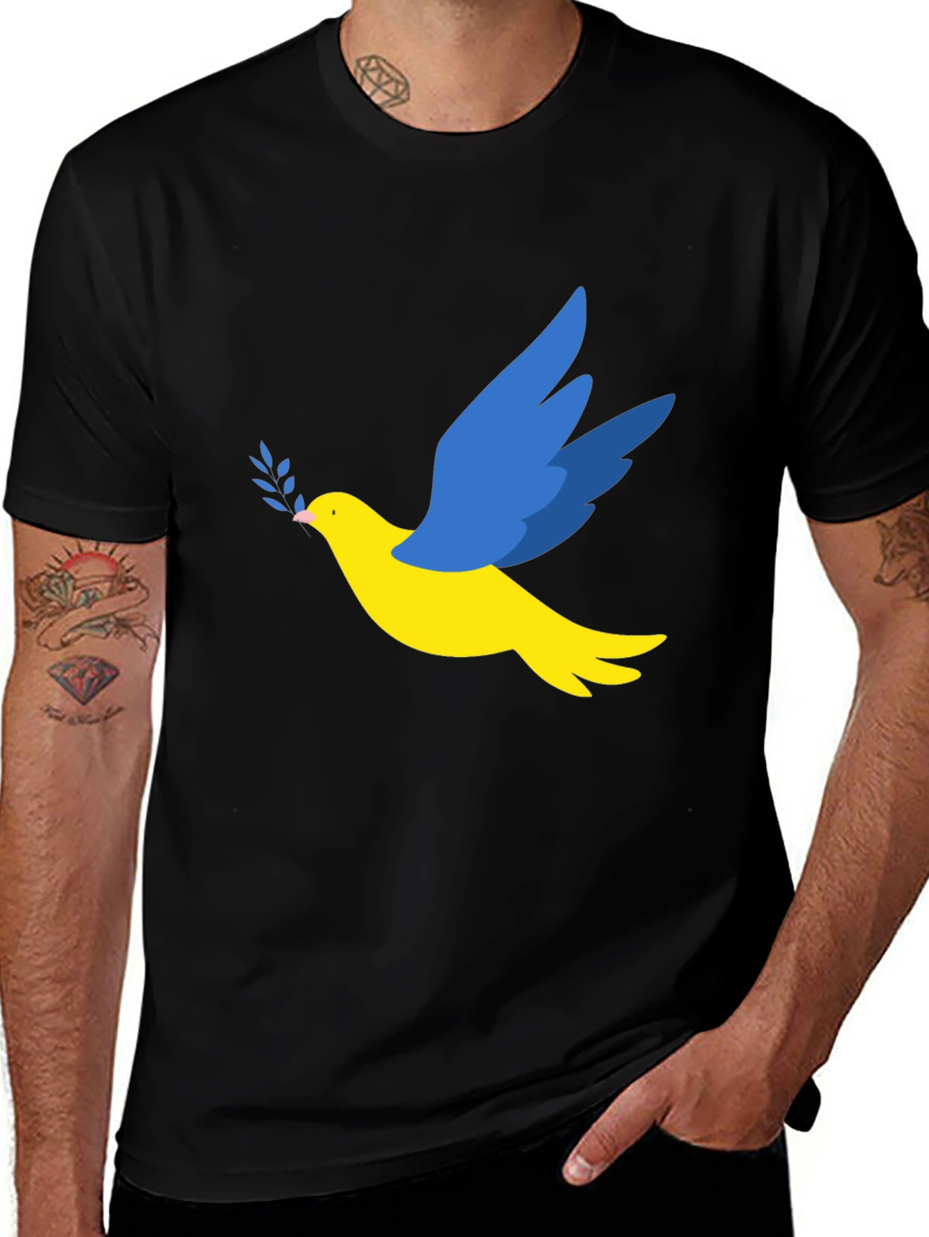 Variant 19 of Ukraine Peace Dove Black T-Shirt