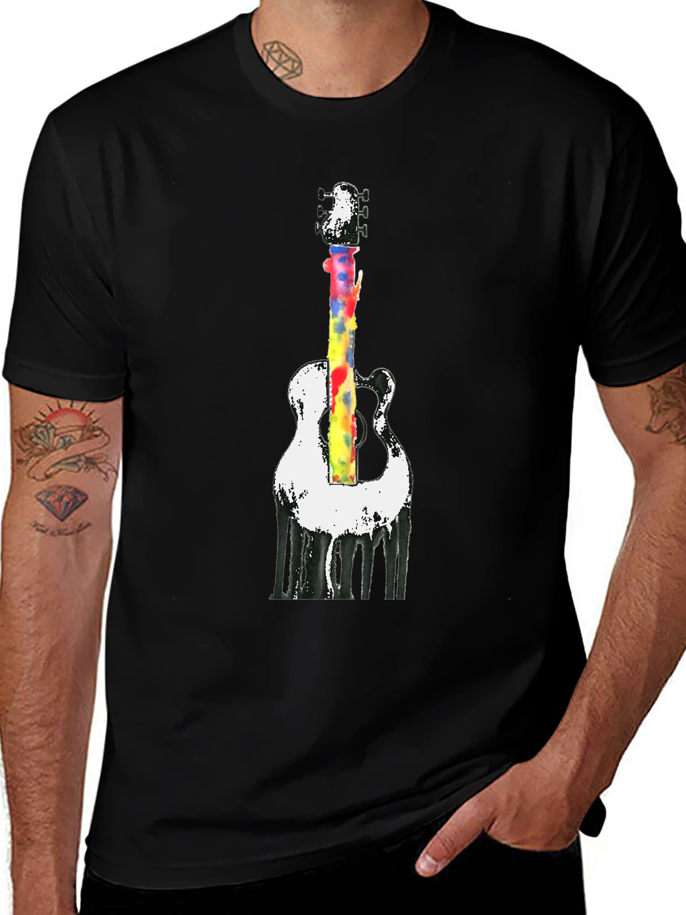 Variant 11 of Abstract Guitar Graphic Tee - Black