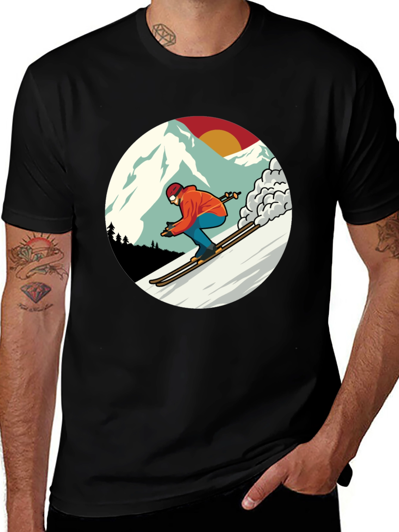 Variant 3 of Retro Skiing Graphic T-Shirt
