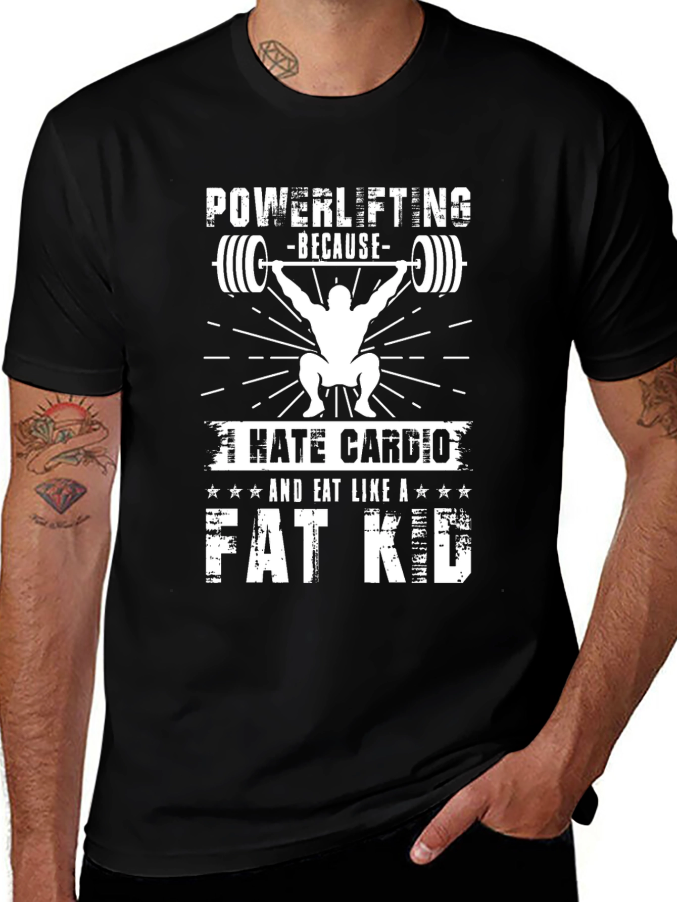 Variant 19 of Powerlifting Fat Kid Black Graphic T-Shirt
