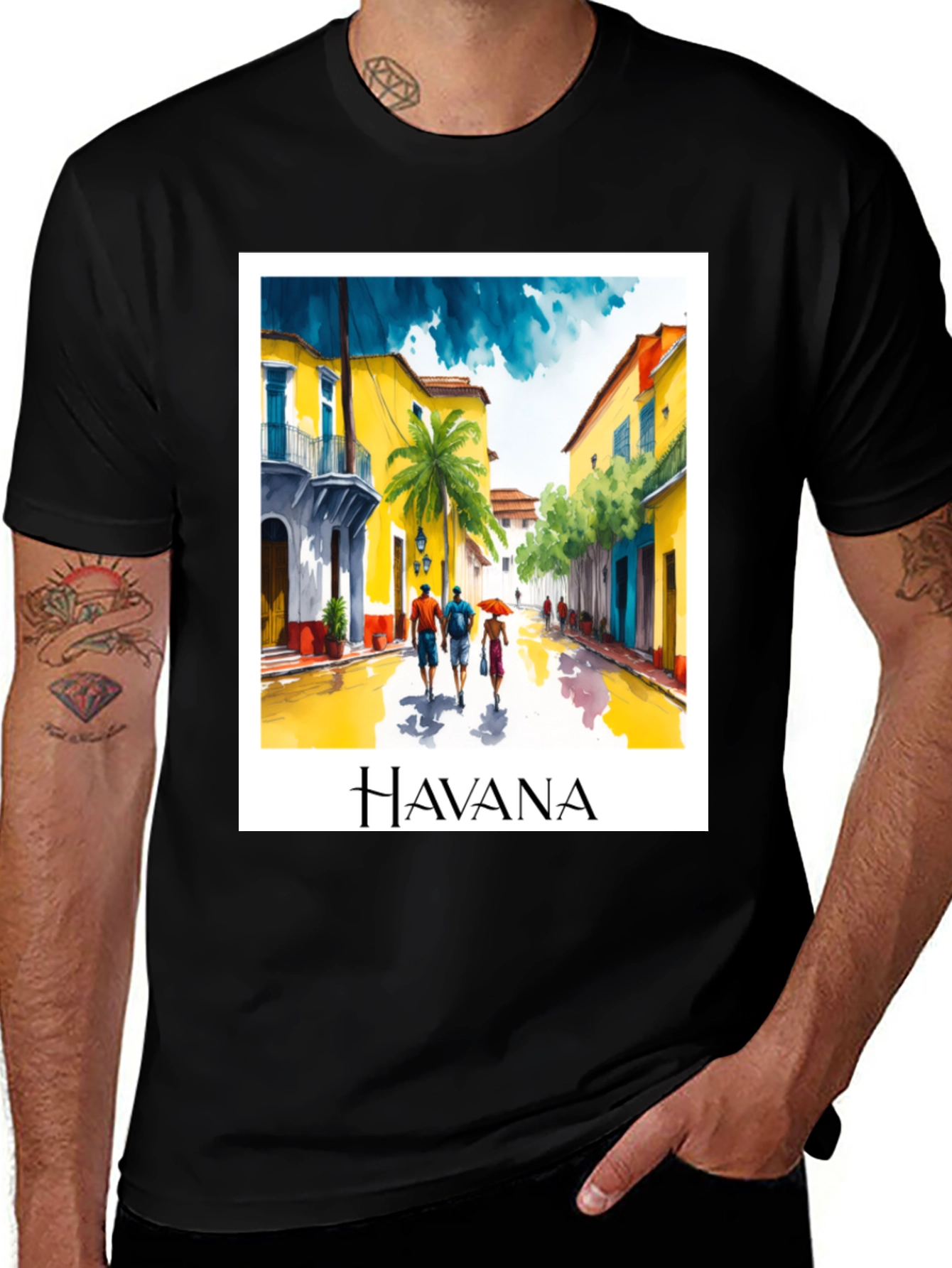 Havana Street Scene Graphic Tee - Black
