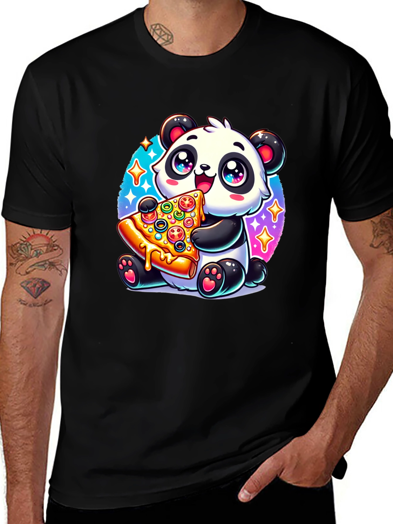 Variant 26 of Cartoon Panda Pizza Lover Graphic T-Shirt