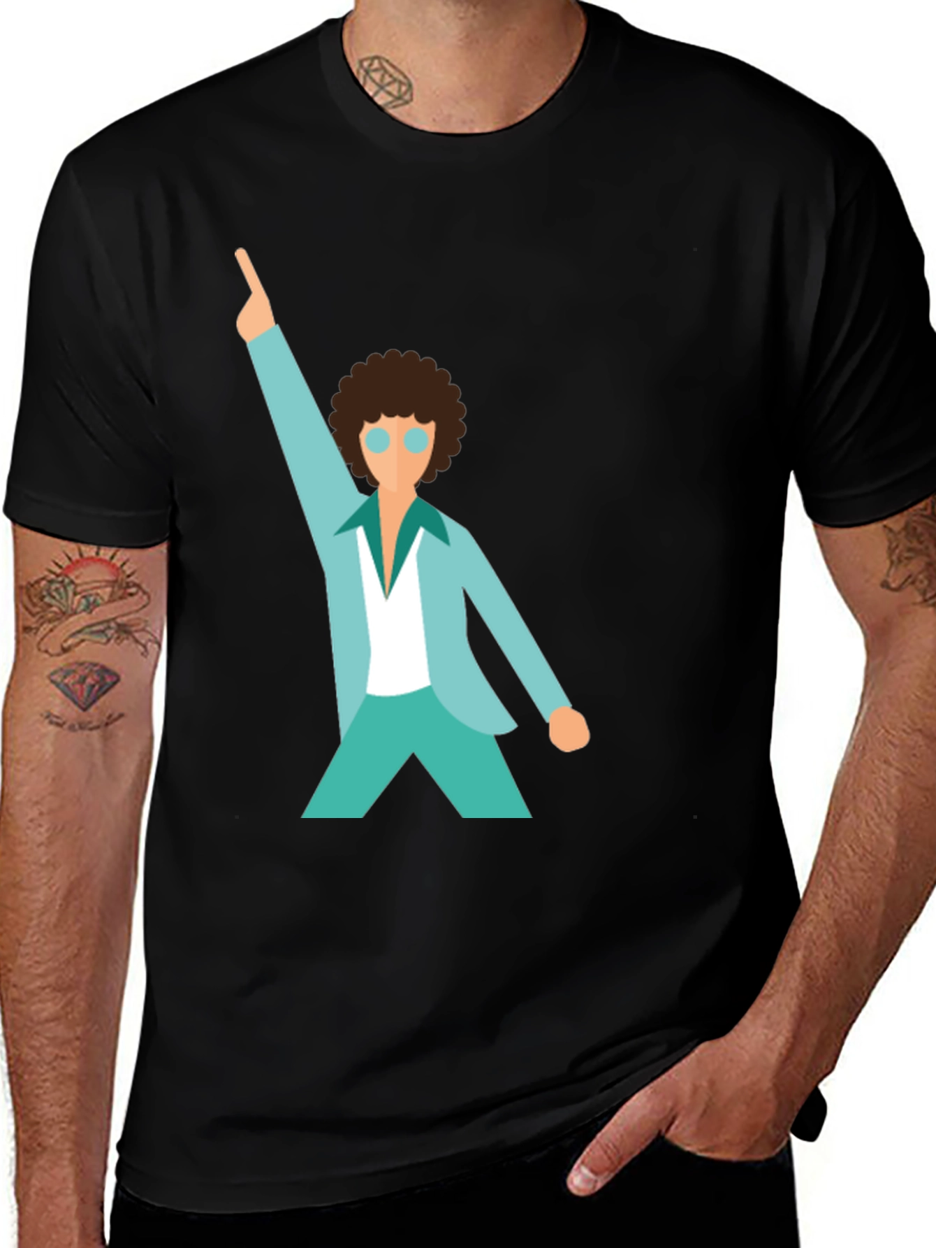 Variant 20 of Retro Disco Dancer Graphic Tee - Black Cotton T-Shirt