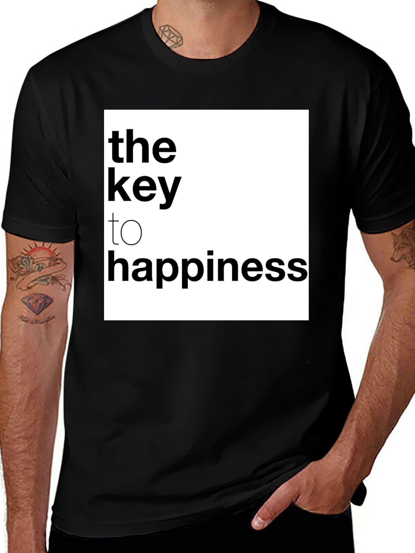 Variant 12 of Key to Happiness Graphic Tee - Black