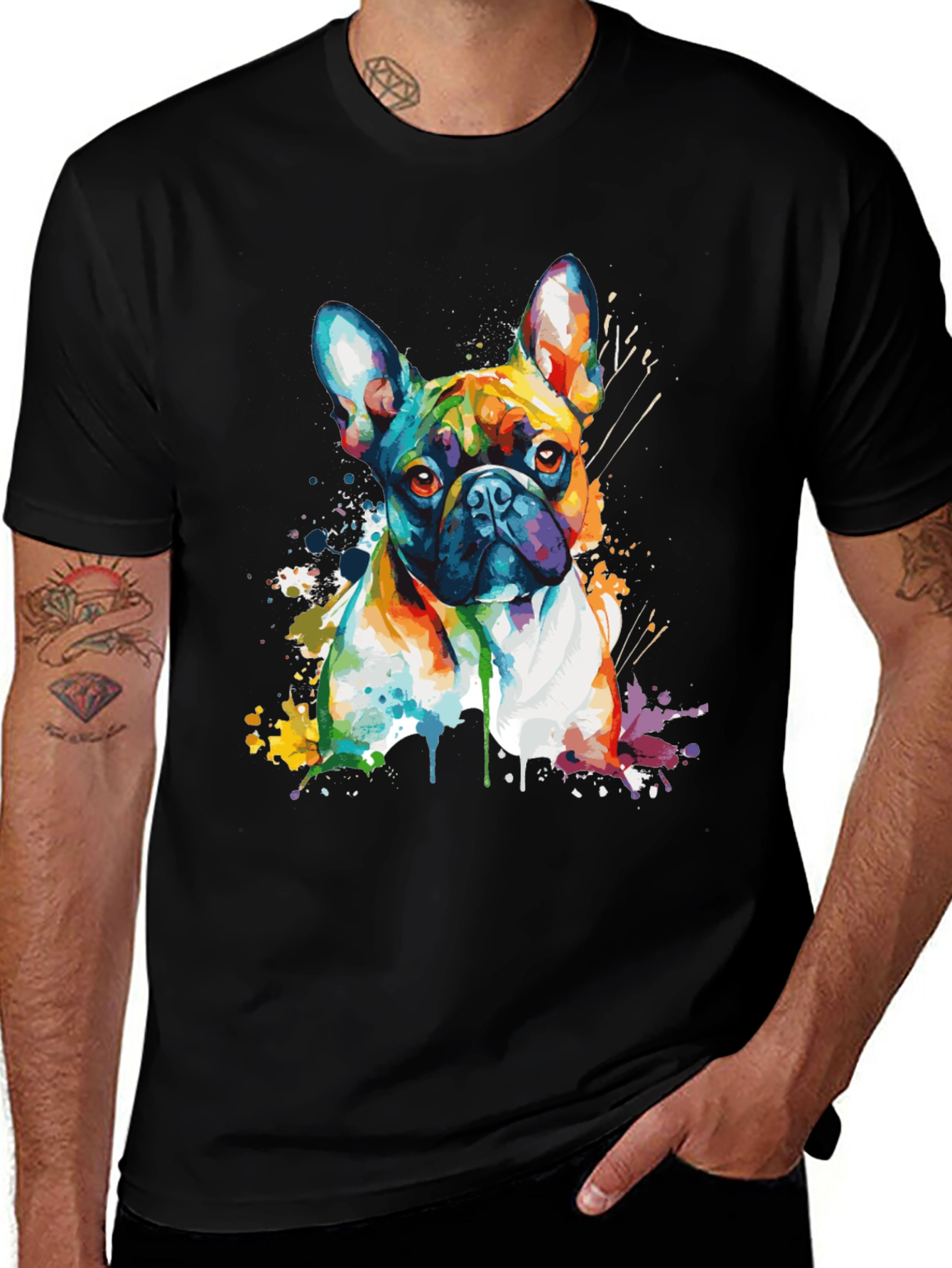 Watercolor French Bulldog Graphic T-Shirt