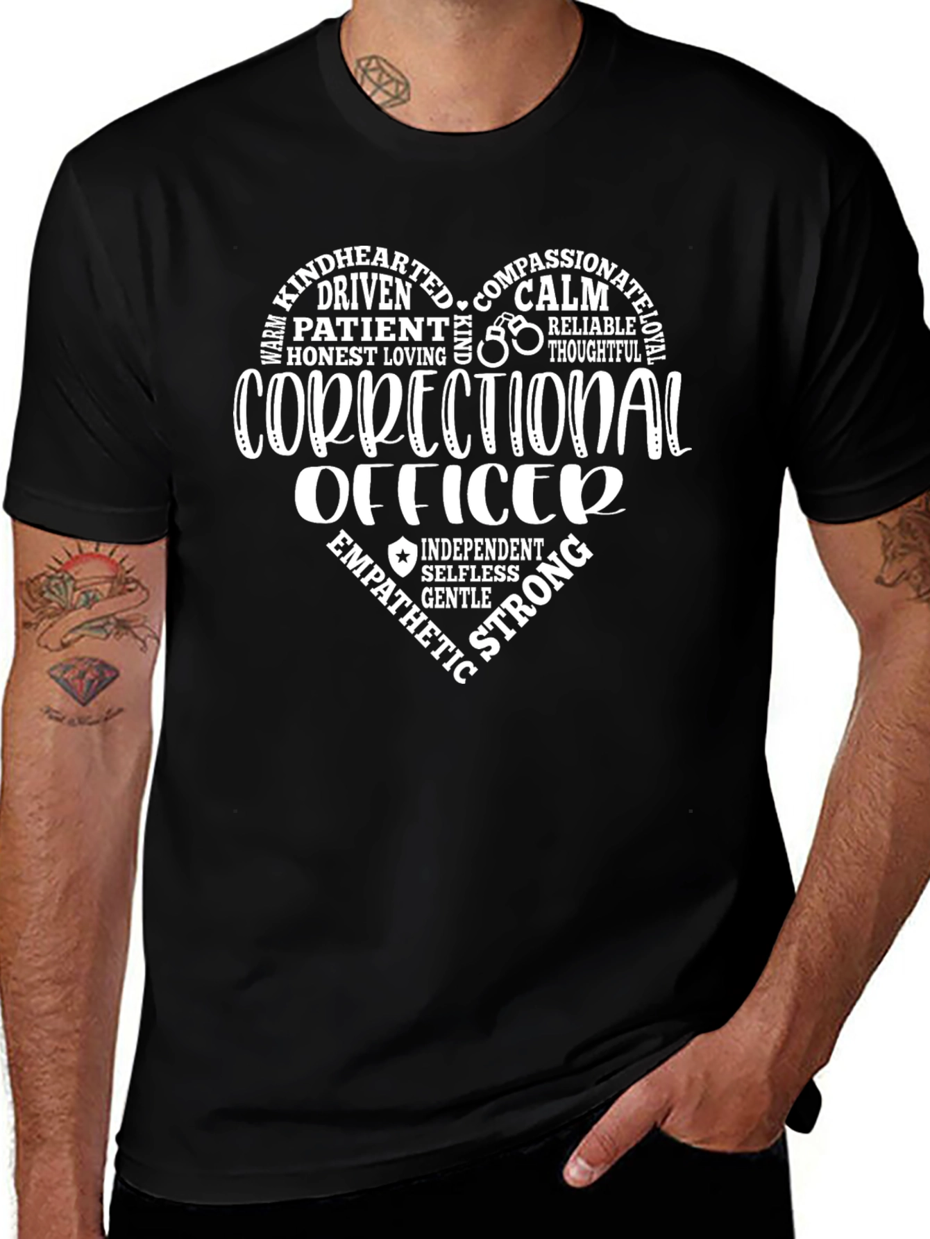 Correctional Officer Heart Graphic Tee - Black