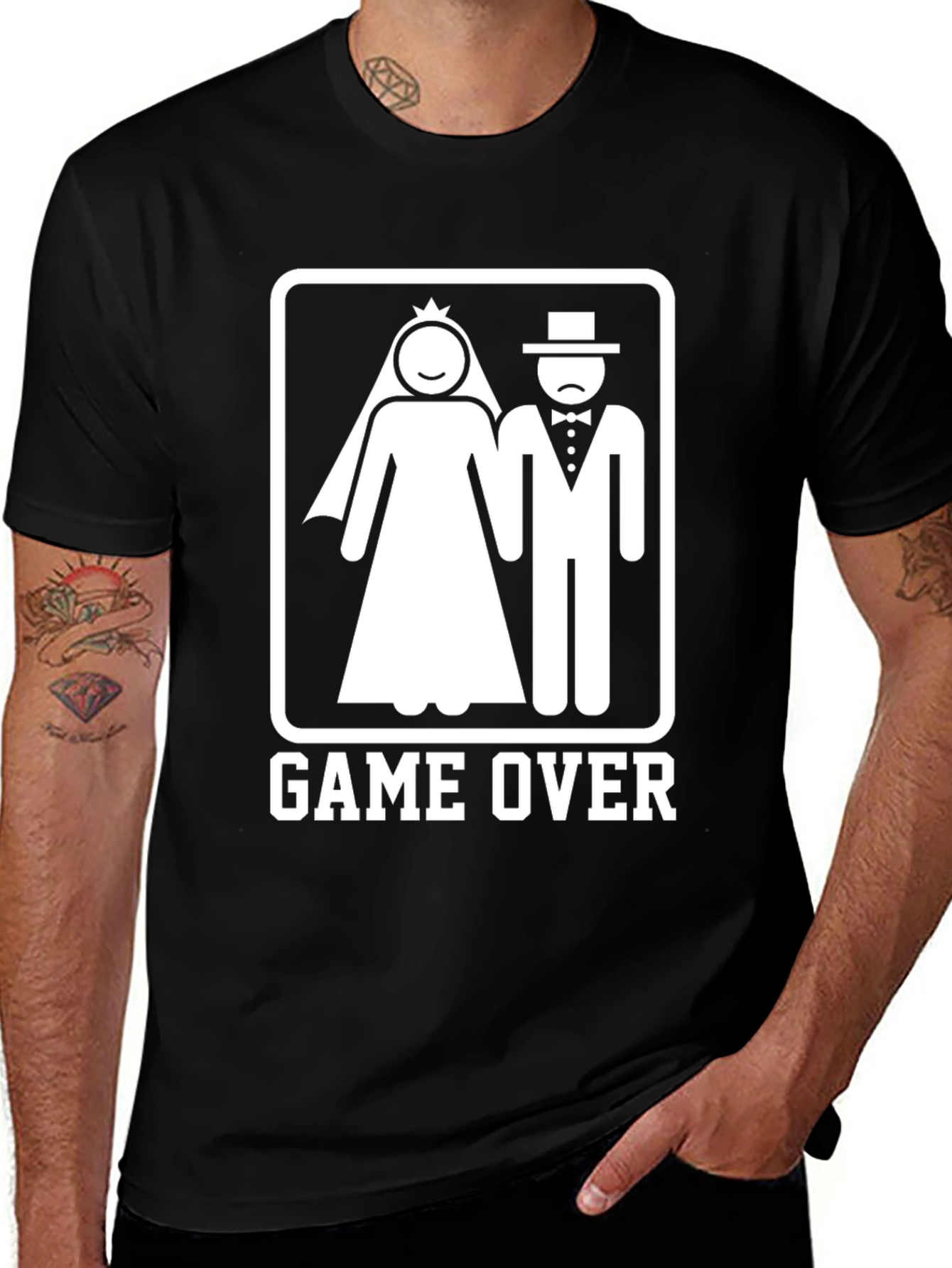Variant 11 of Game Over Wedding T-Shirt: Funny Groom Bachelor Party Tee