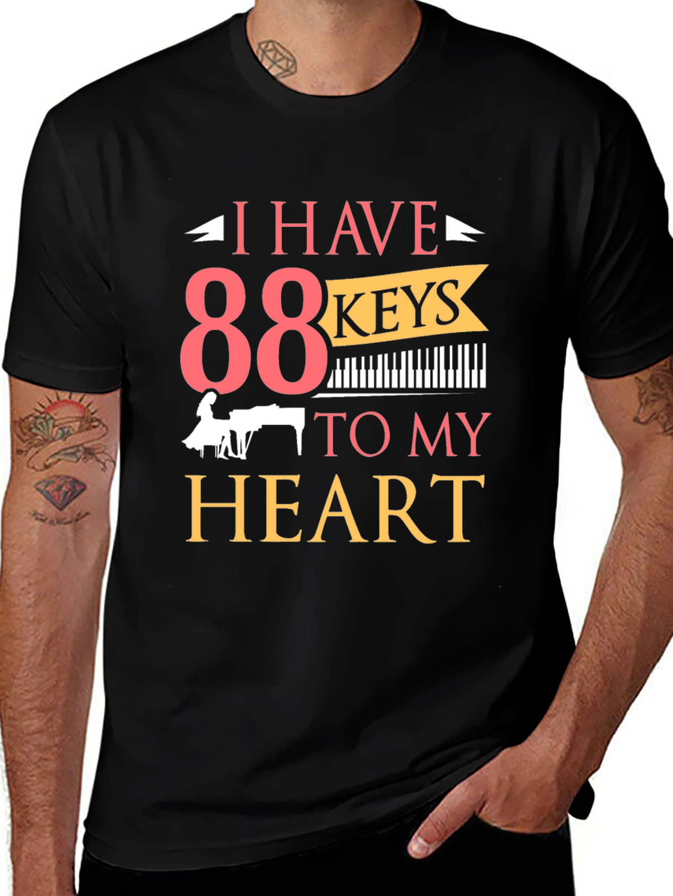 Variant 5 of I Have 88 Keys to My Heart Graphic Tee - Music Lover T-Shirt