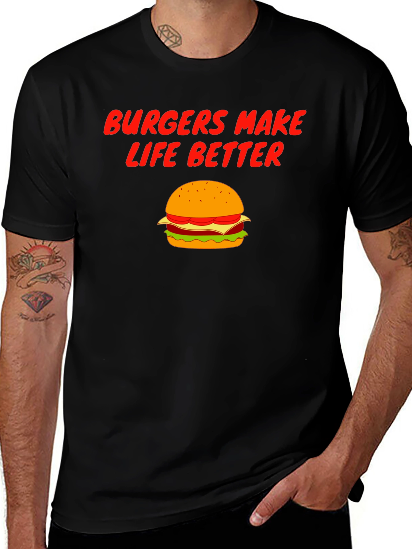 Variant 27 of Burgers Make Life Better Black T-Shirt
