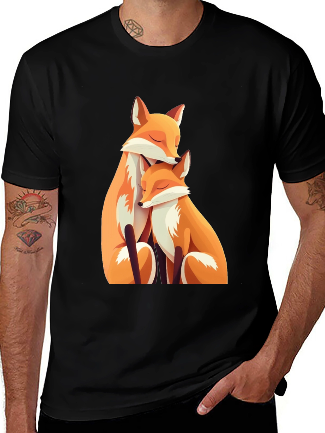 Variant 23 of Fox Family Graphic Tee - Soft Cotton Blend