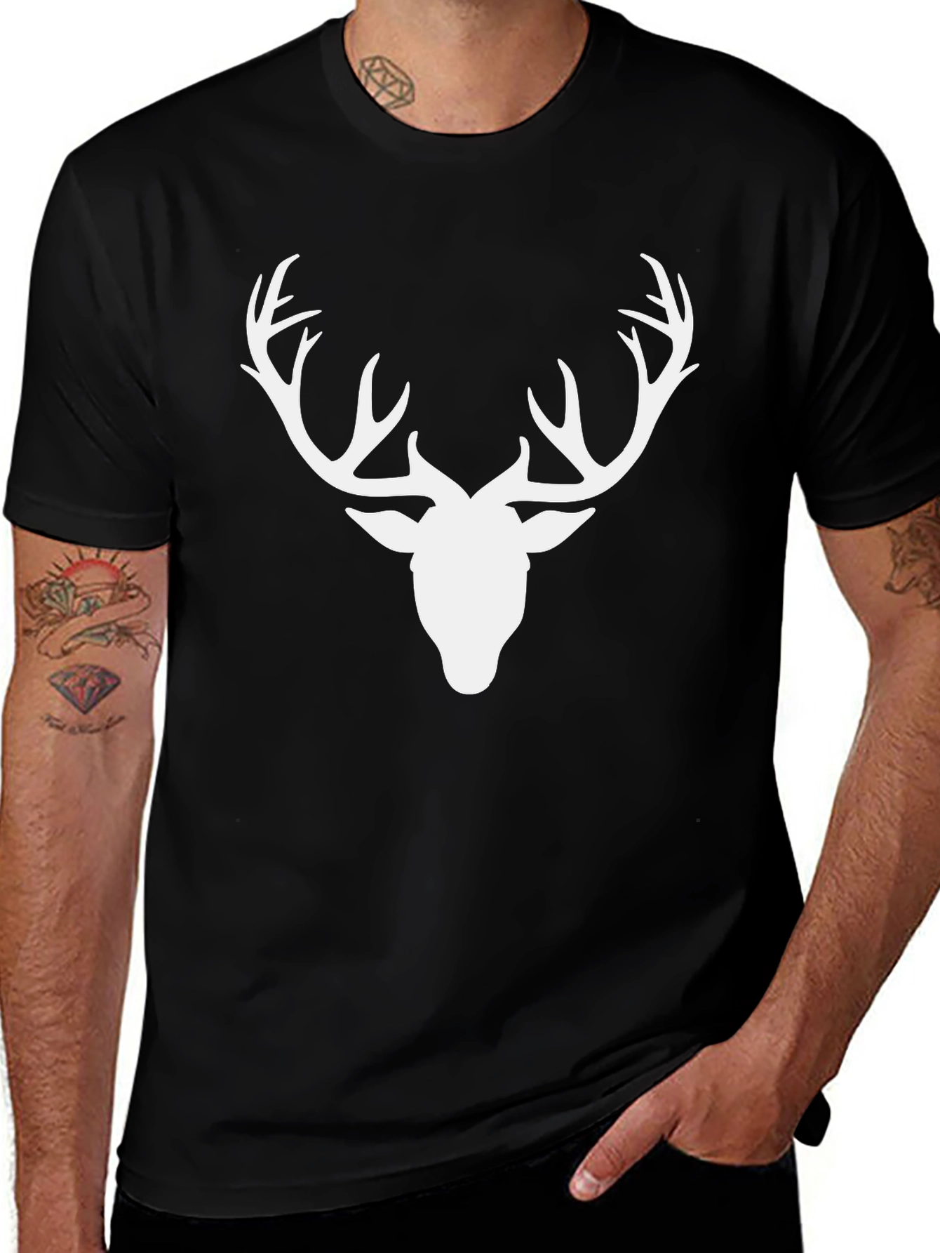 Variant 20 of Men's Deer Antler Graphic Tee - Black