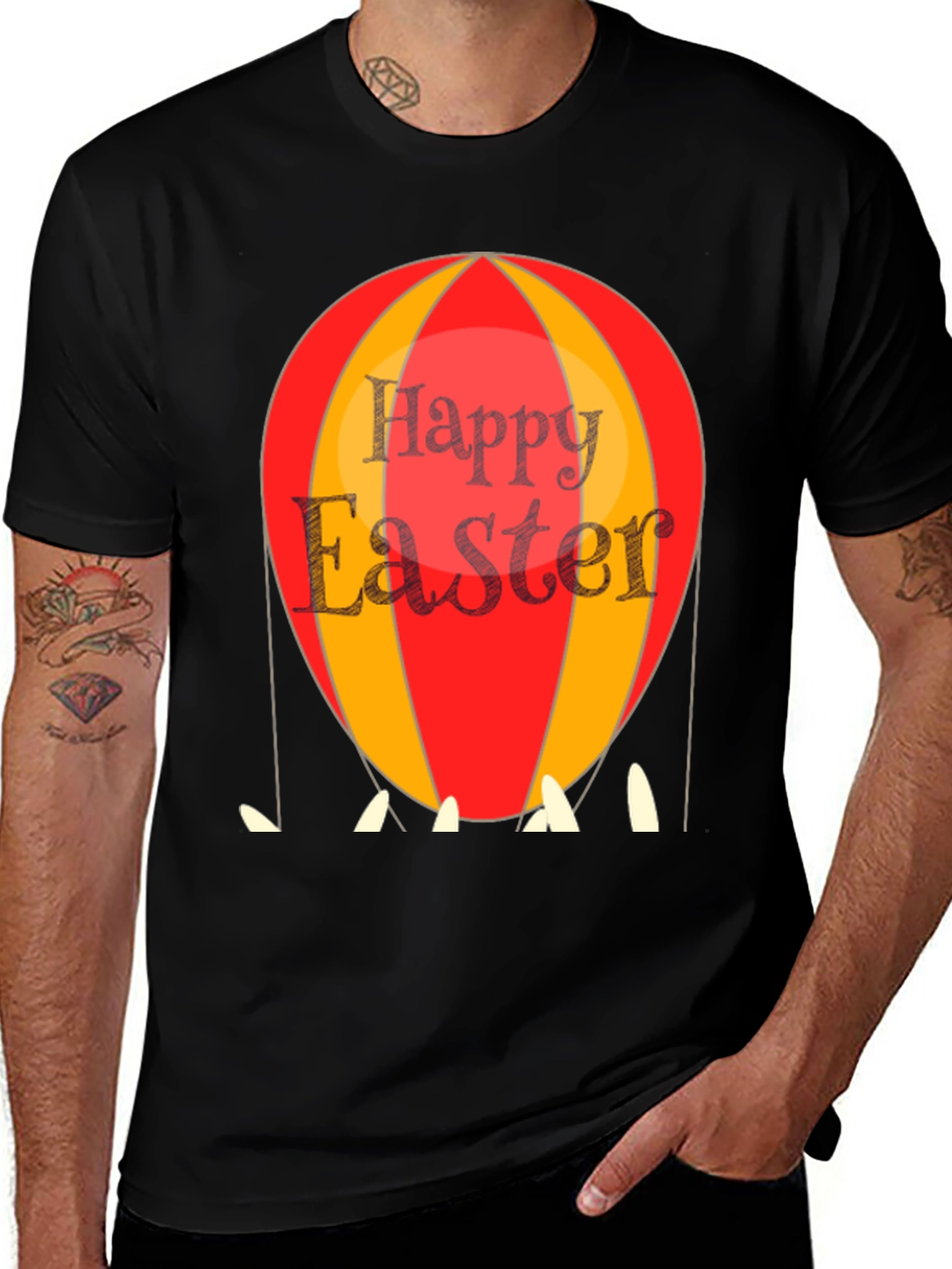 Variant 21 of Happy Easter Hot Air Balloon Graphic Tee