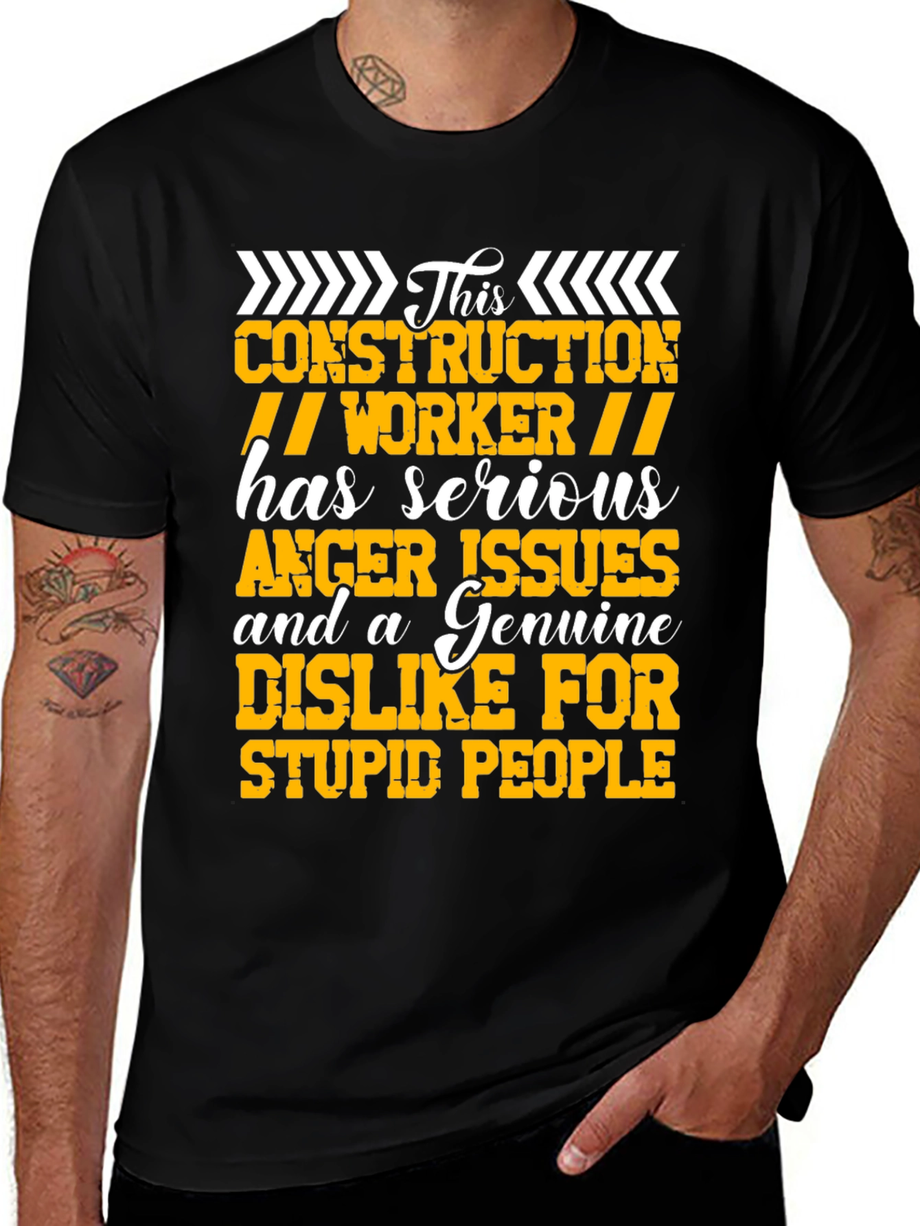 Variant 27 of Construction Worker Serious Anger Issues Graphic Tee