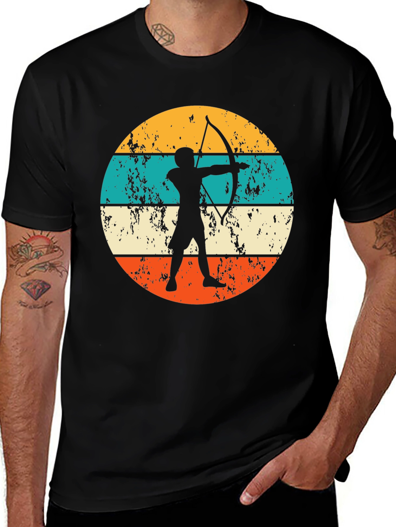Variant 12 of Archery Silhouette Graphic T-Shirt Retro Style