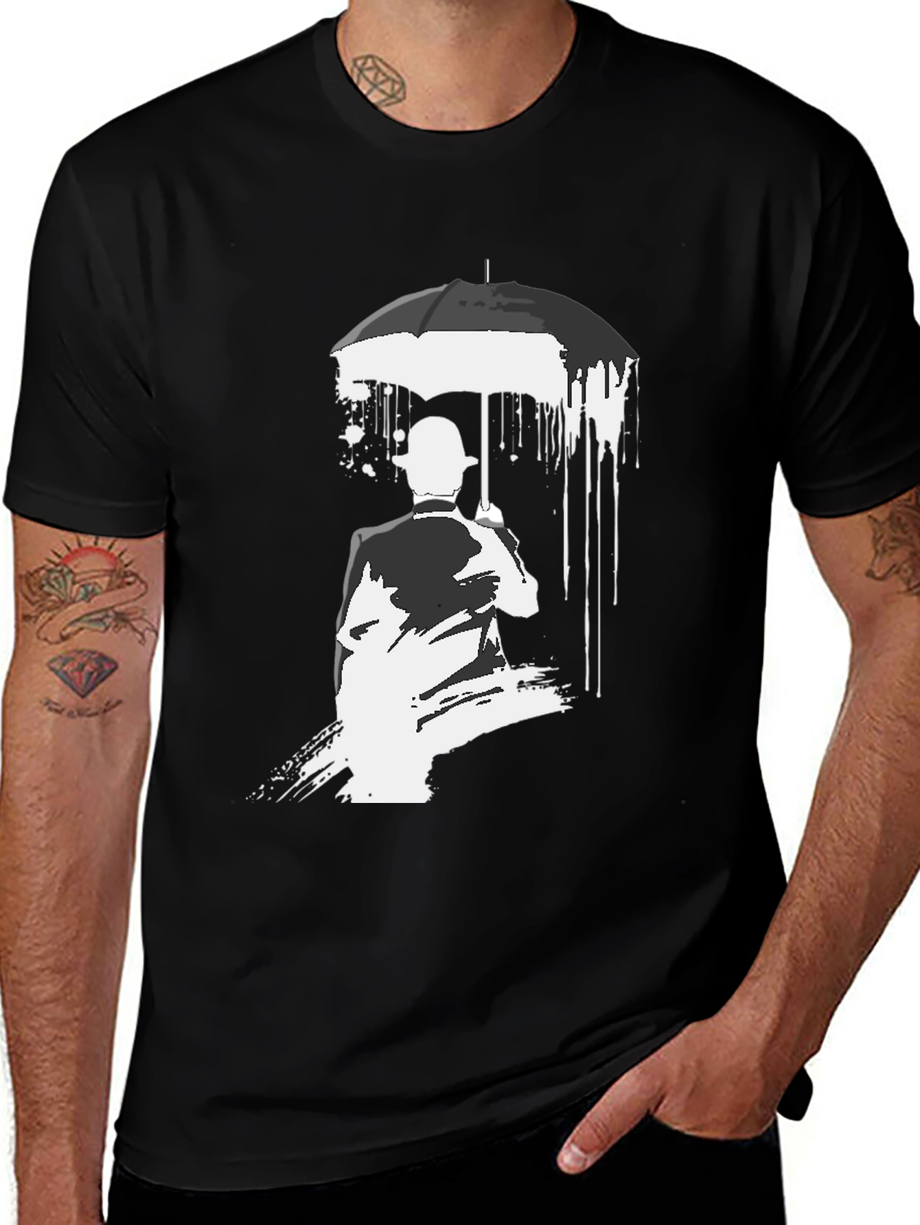 Variant 18 of Umbrella Man Graphic Tee - Black Cotton Blend