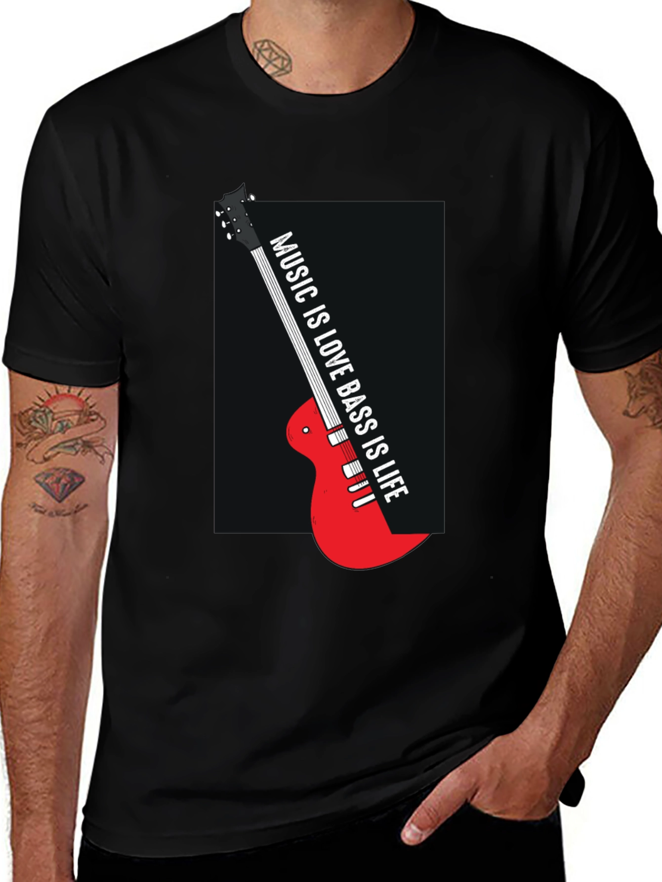 Variant 22 of Music is Love Bass is Life Black T-Shirt