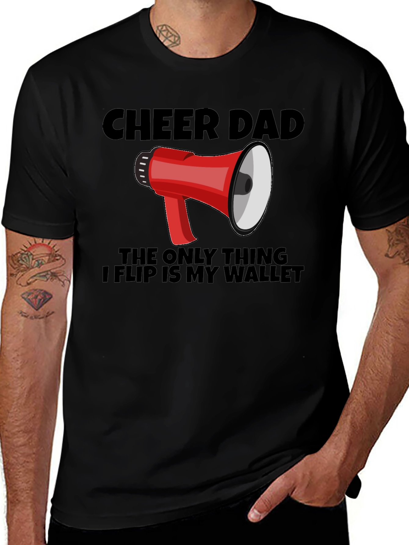 Cheer Dad T-Shirt - The Only Thing I Flip is My Wallet