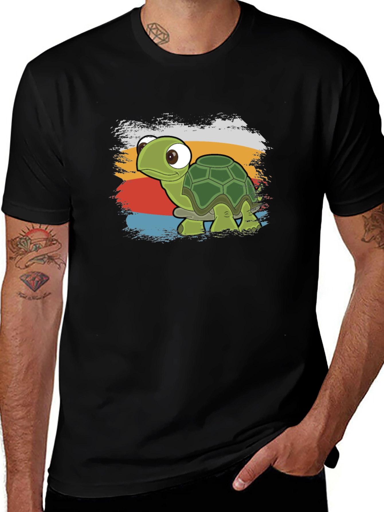 Variant 12 of Cartoon Turtle Graphic Tee - Retro Style