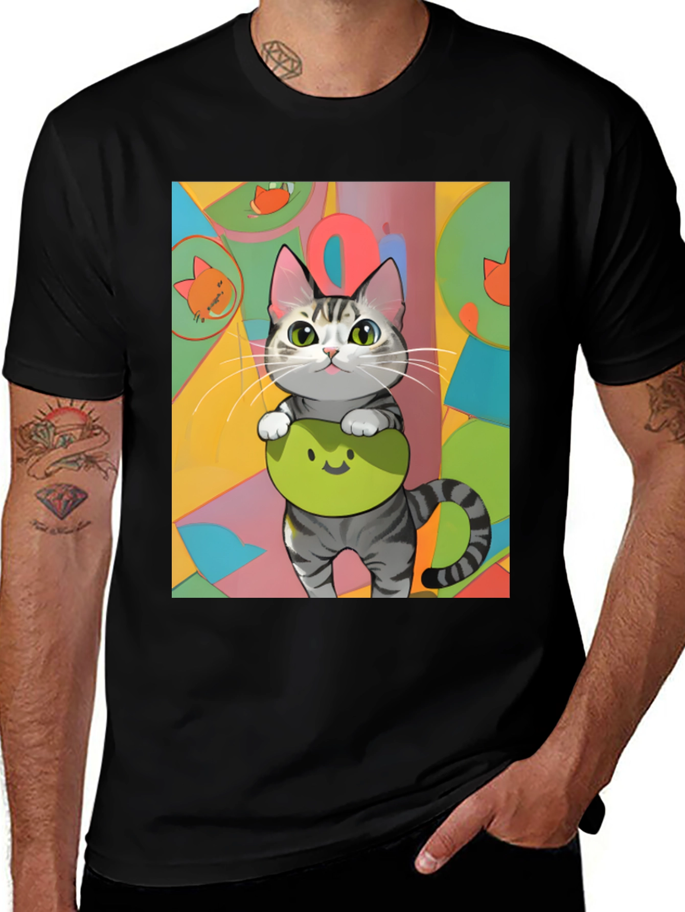 Variant 19 of Cat Graphic Tee - Cute & Comfy Black T-Shirt