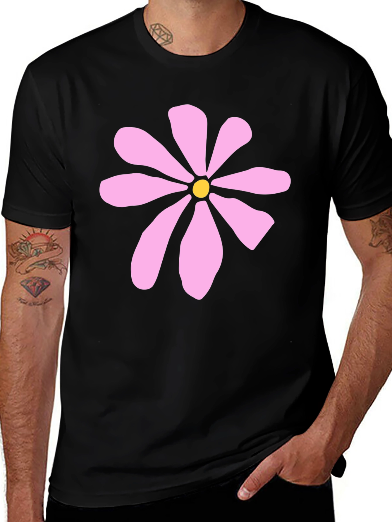 Variant 30 of Retro Flower Power T-Shirt - Black