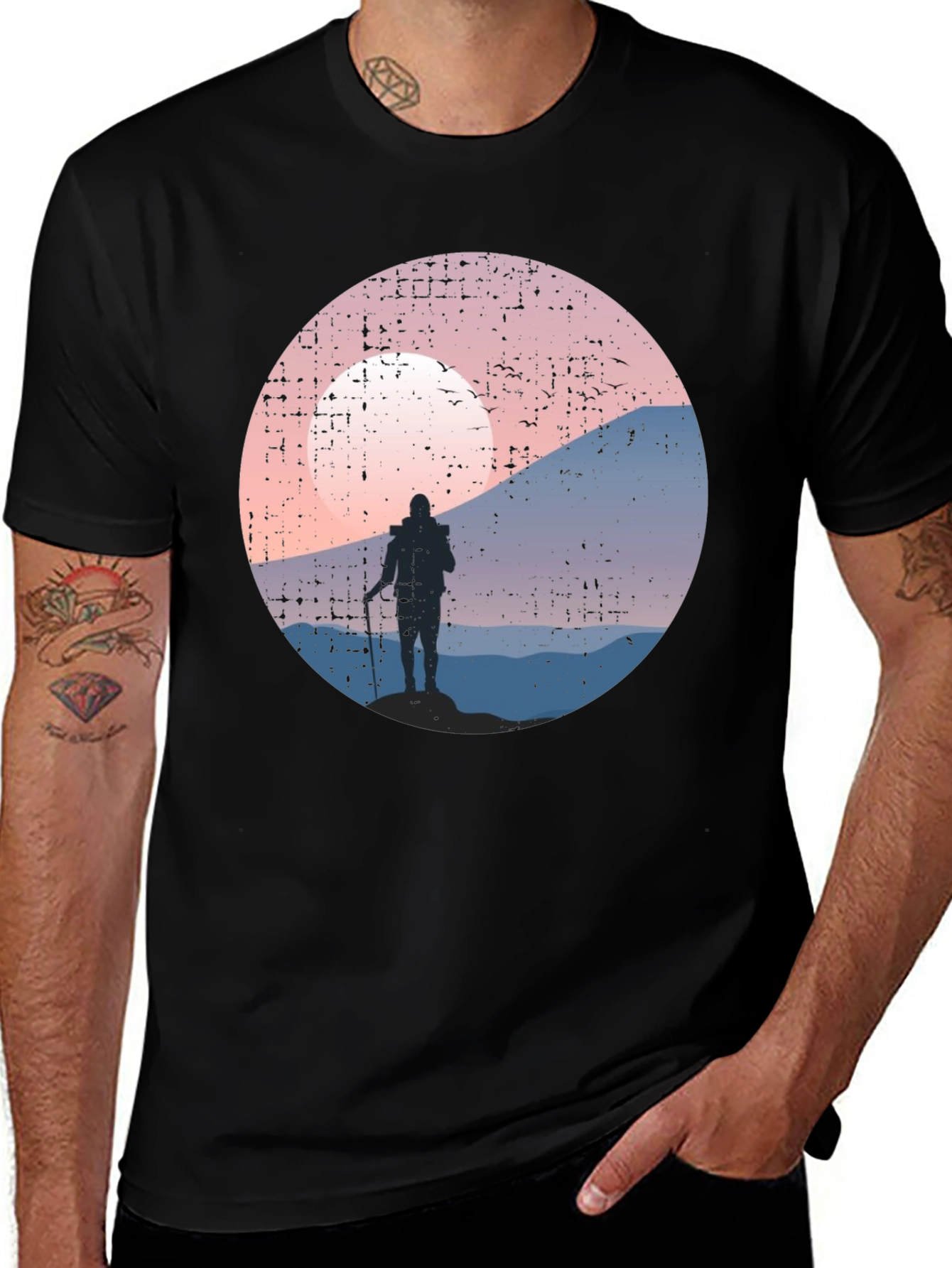 Variant 8 of Hiking Silhouette Graphic Tee - Black