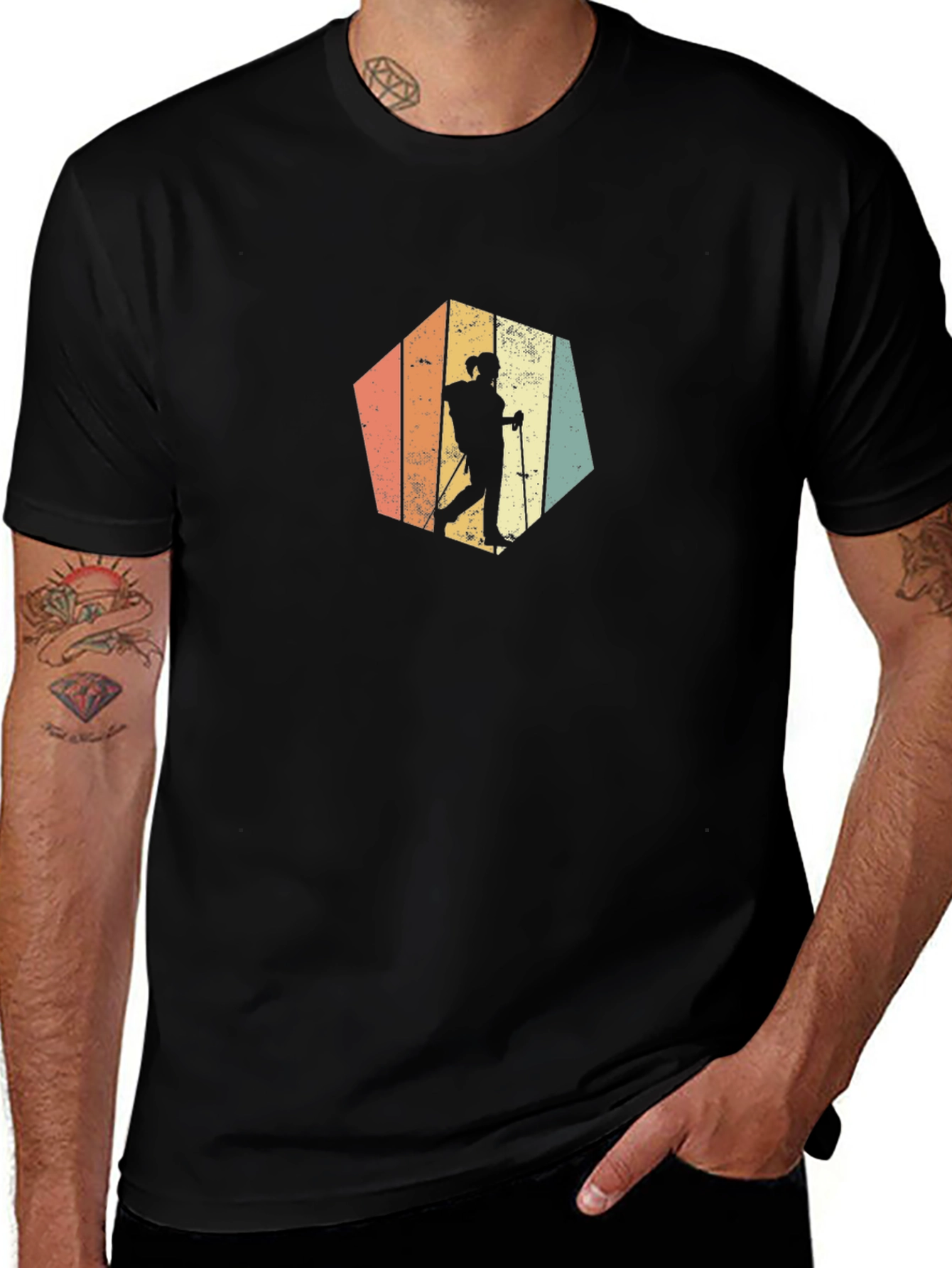 Variant 7 of Retro Hiker Graphic Tee - Black Unisex T-Shirt