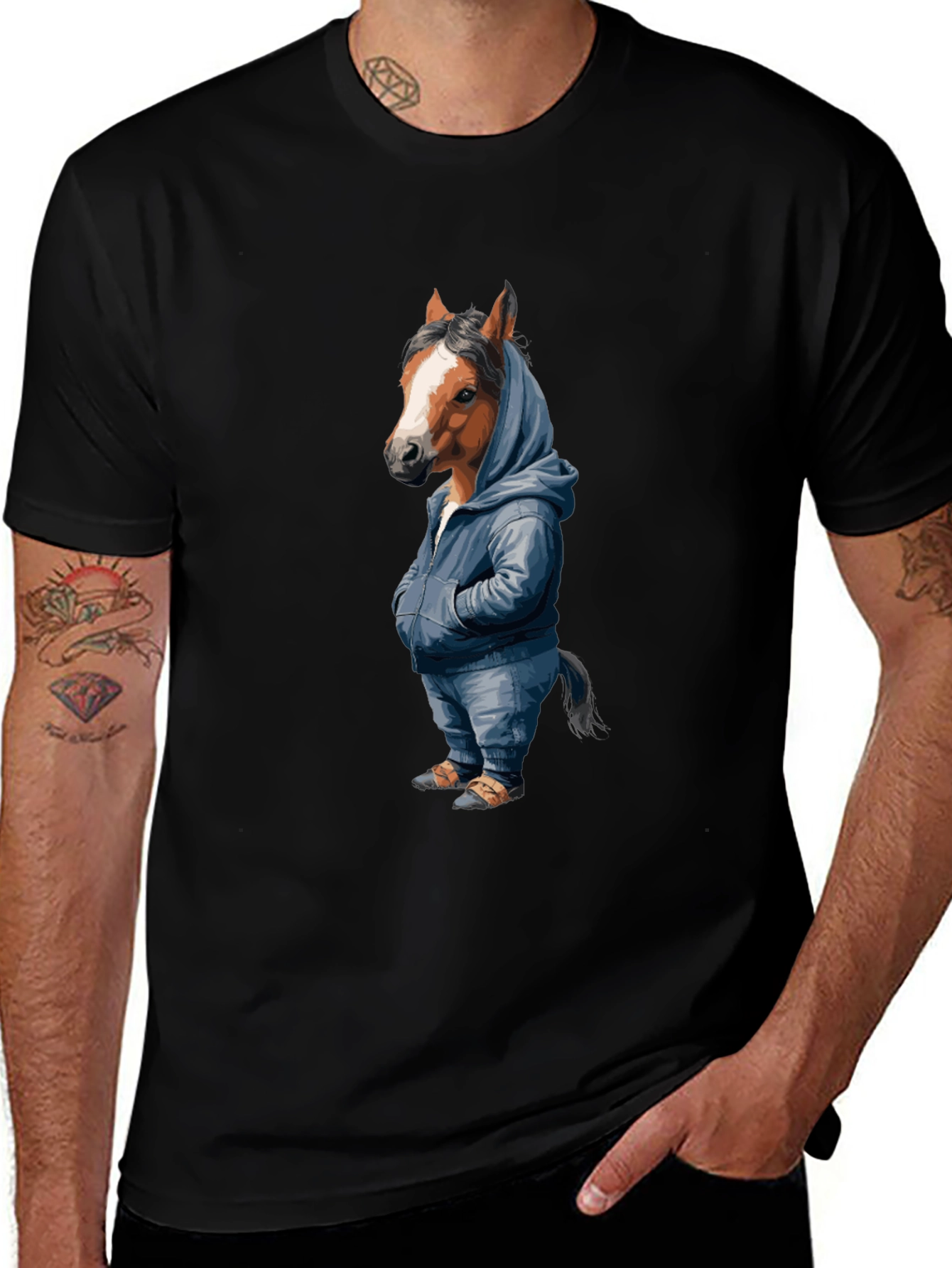 Variant 14 of Horse in Hoodie Graphic T-Shirt