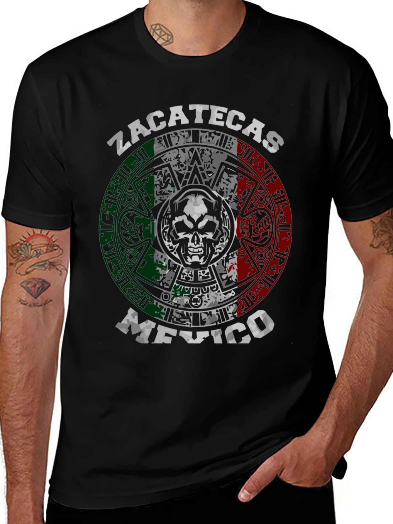Zacatecas Mexico T-Shirt Skull Aztec Calendar