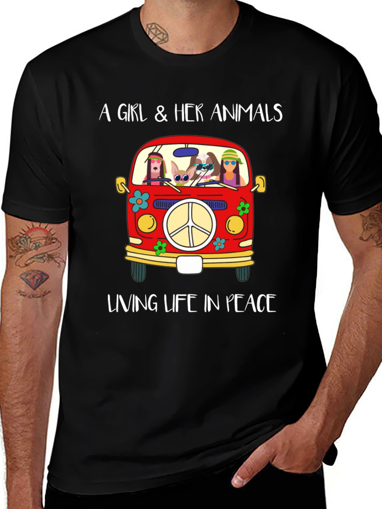 Variant 9 of A Girl & Her Animals Living Life in Peace T-Shirt