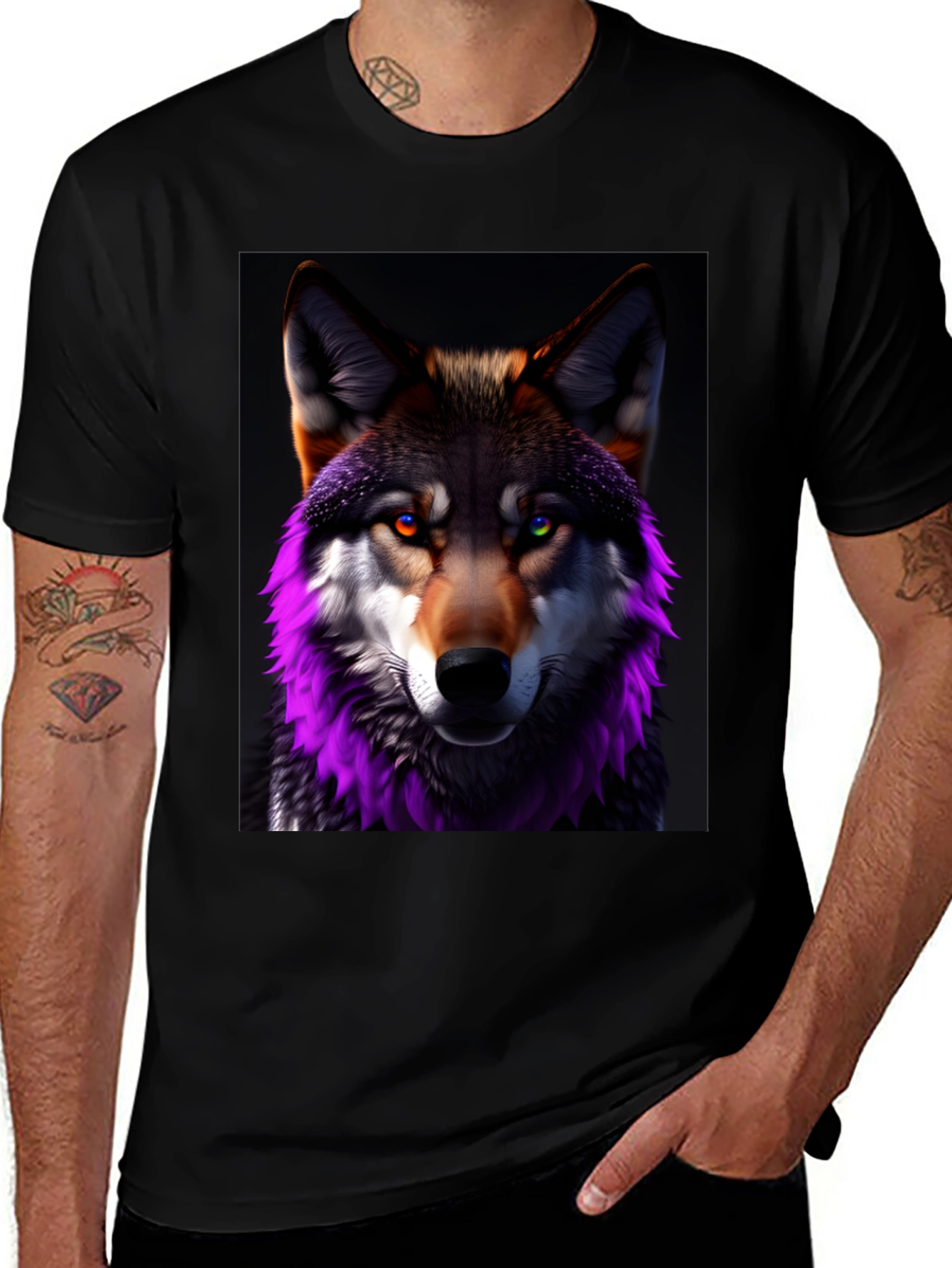 Variant 5 of Wolf Graphic Tee - Men's Black T-Shirt