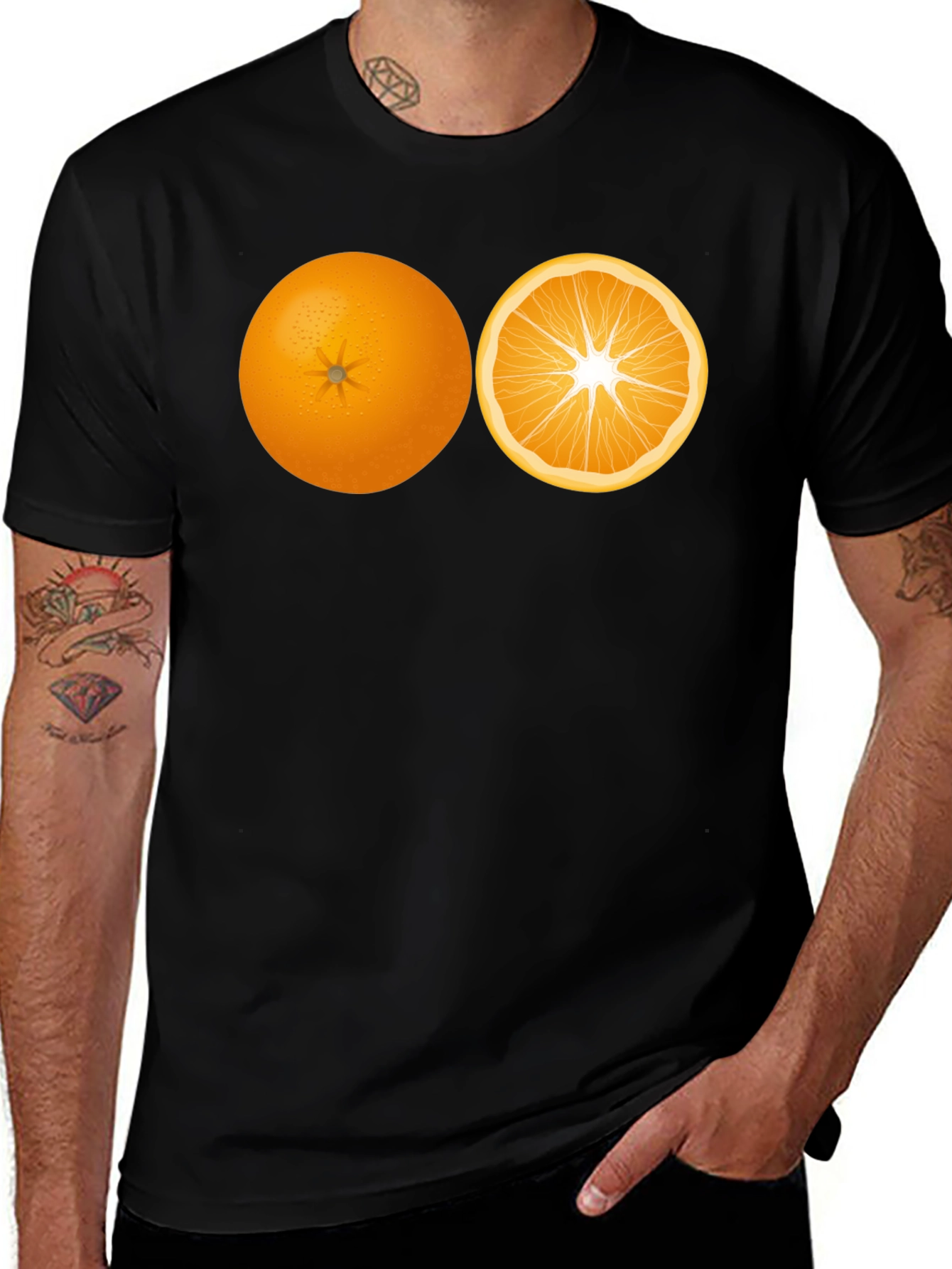 Variant 19 of Orange Slice Graphic Black Tee