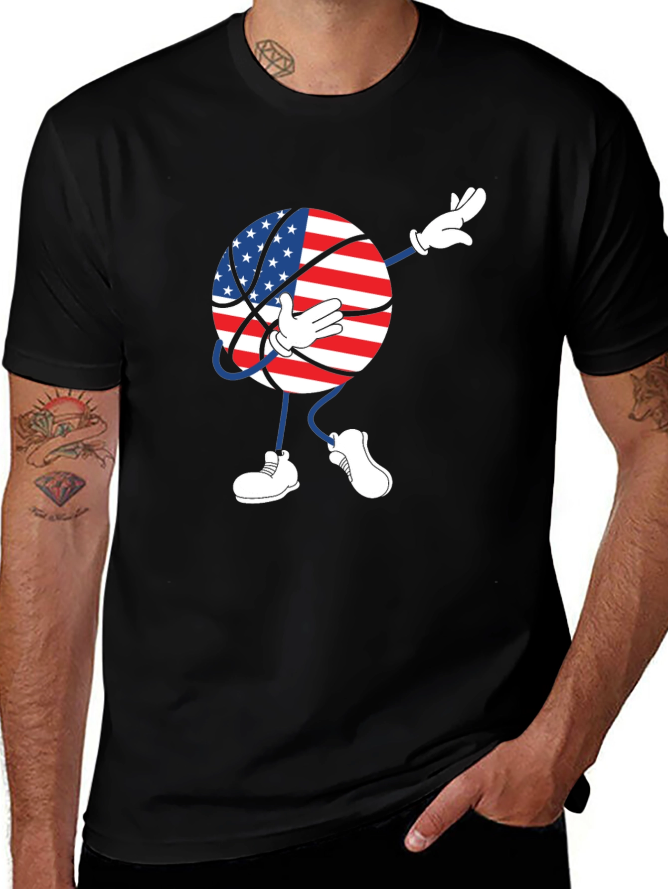 Variant 7 of American Flag Basketball Dab T-Shirt