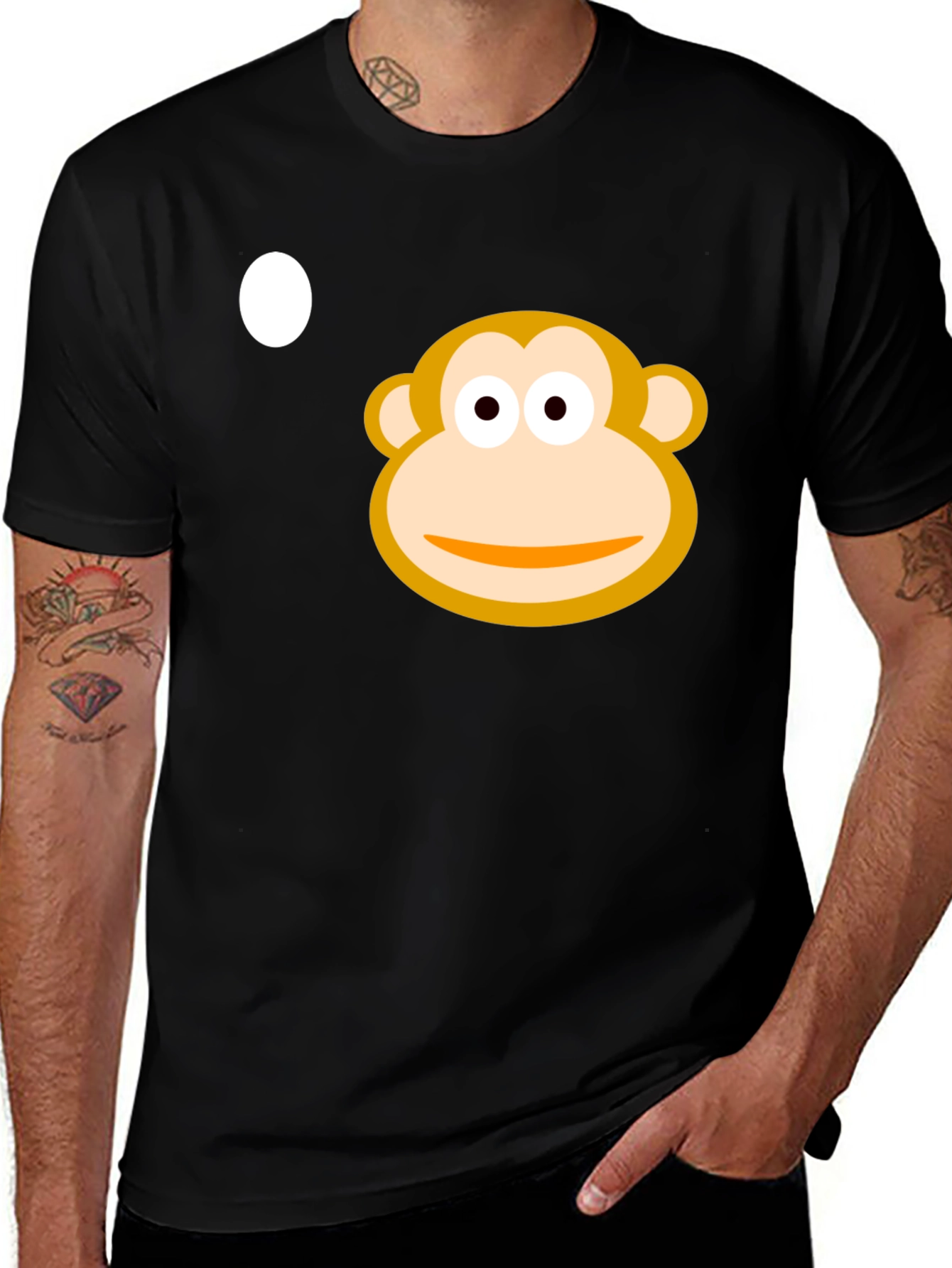Variant 12 of Monkey Face Graphic Tee - Black Cotton Casual T-Shirt