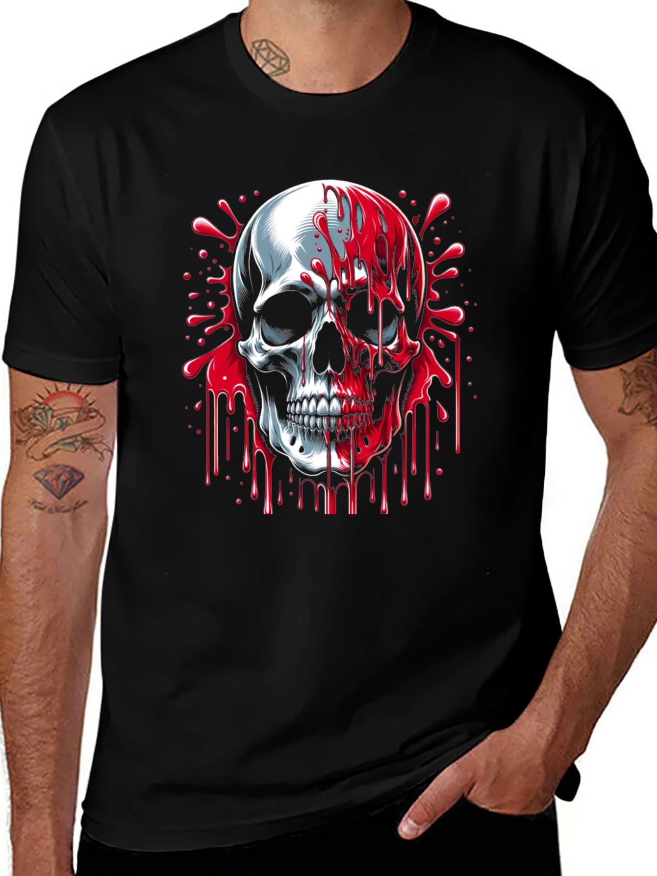 Variant 7 of Skull Graphic Tee - Bloody Horror Design