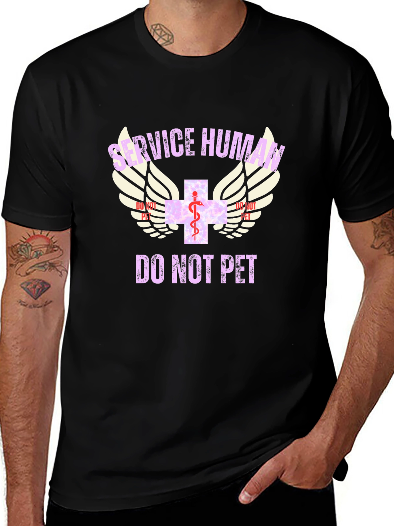 Variant 3 of Service Human - Do Not Pet Black T-Shirt