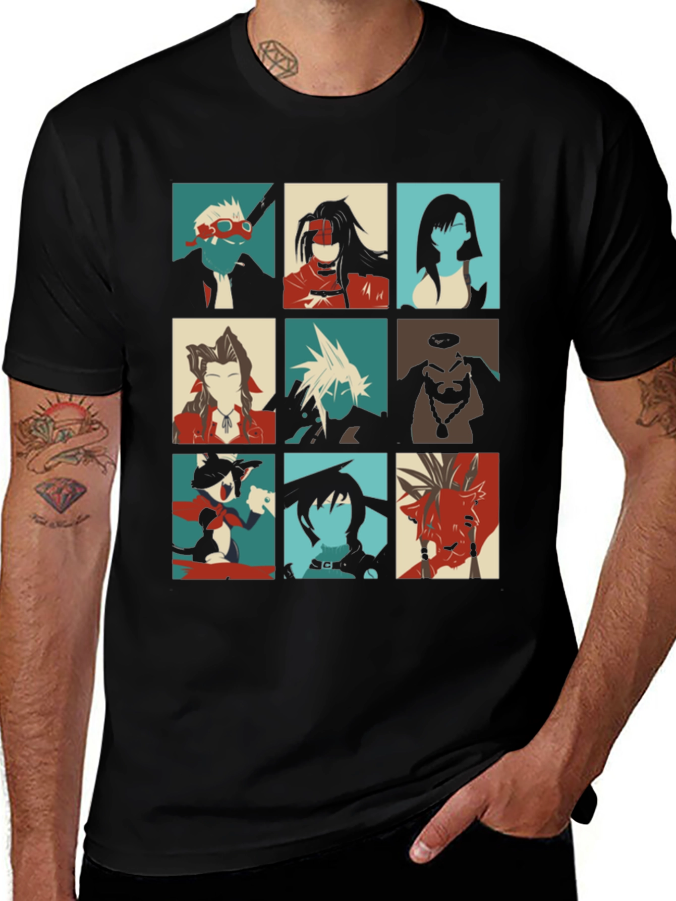 FFVII Character Grid Graphic T-Shirt