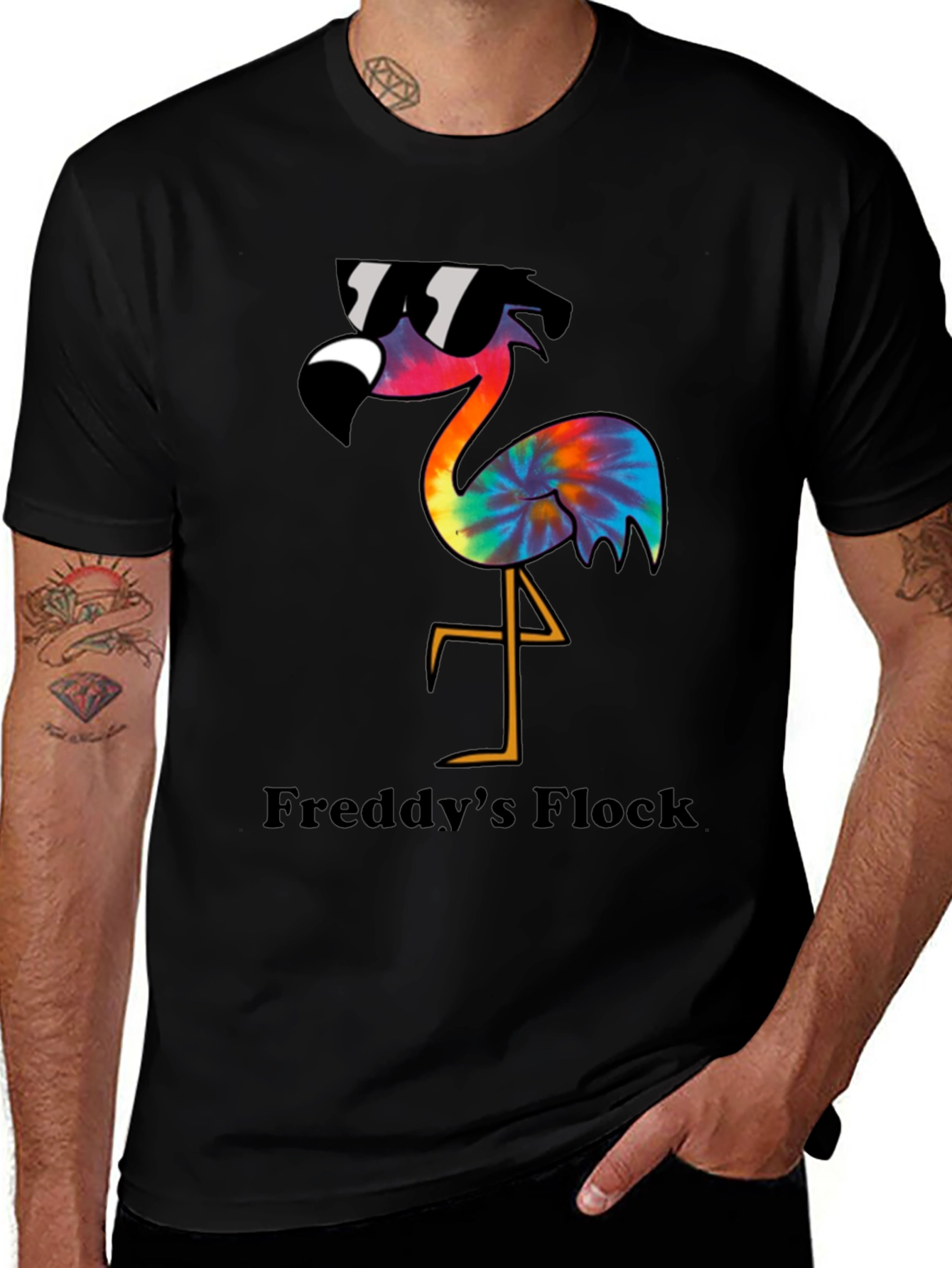 Variant 20 of Cool Flamingo Graphic Tee - "Freddy's Flock"