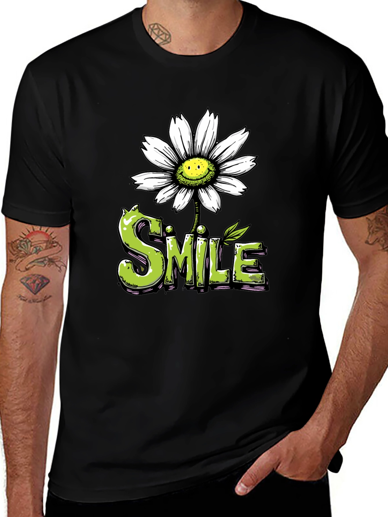 Variant 2 of Smile Daisy Graphic Tee - Positive Vibes Shirt