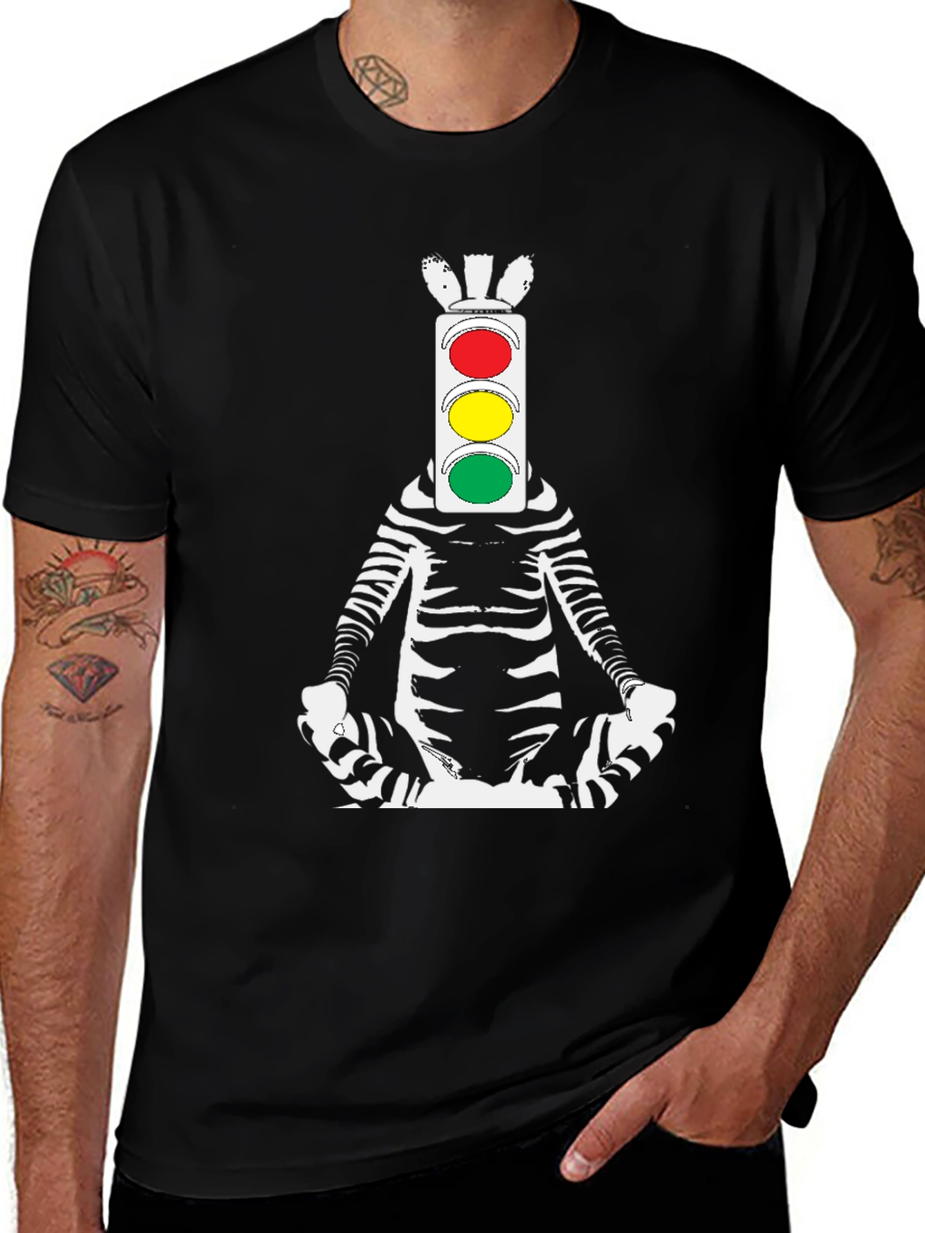 Variant 4 of Zebra Traffic Light Meditating T-Shirt