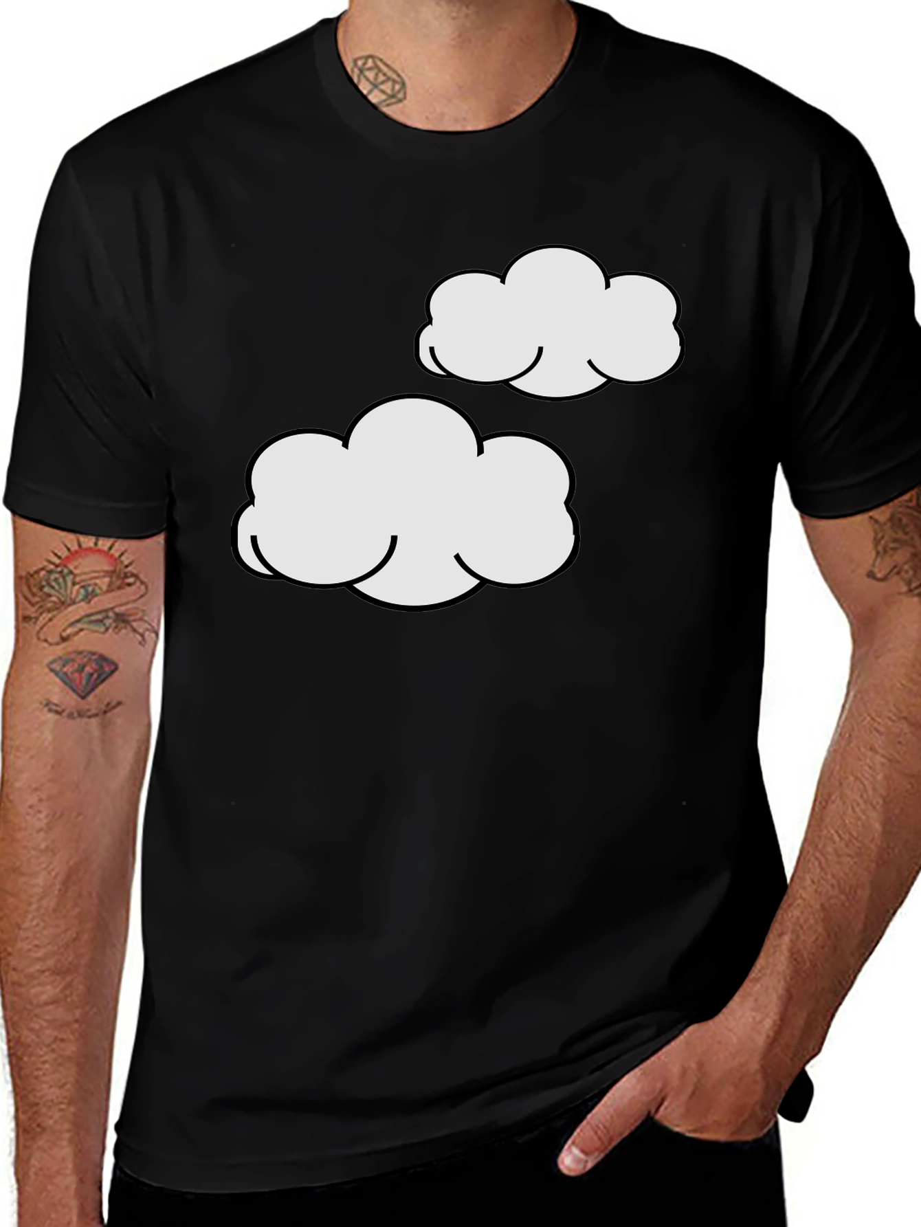 Variant 13 of Cartoon Cloud Graphic Black Tee Shirt