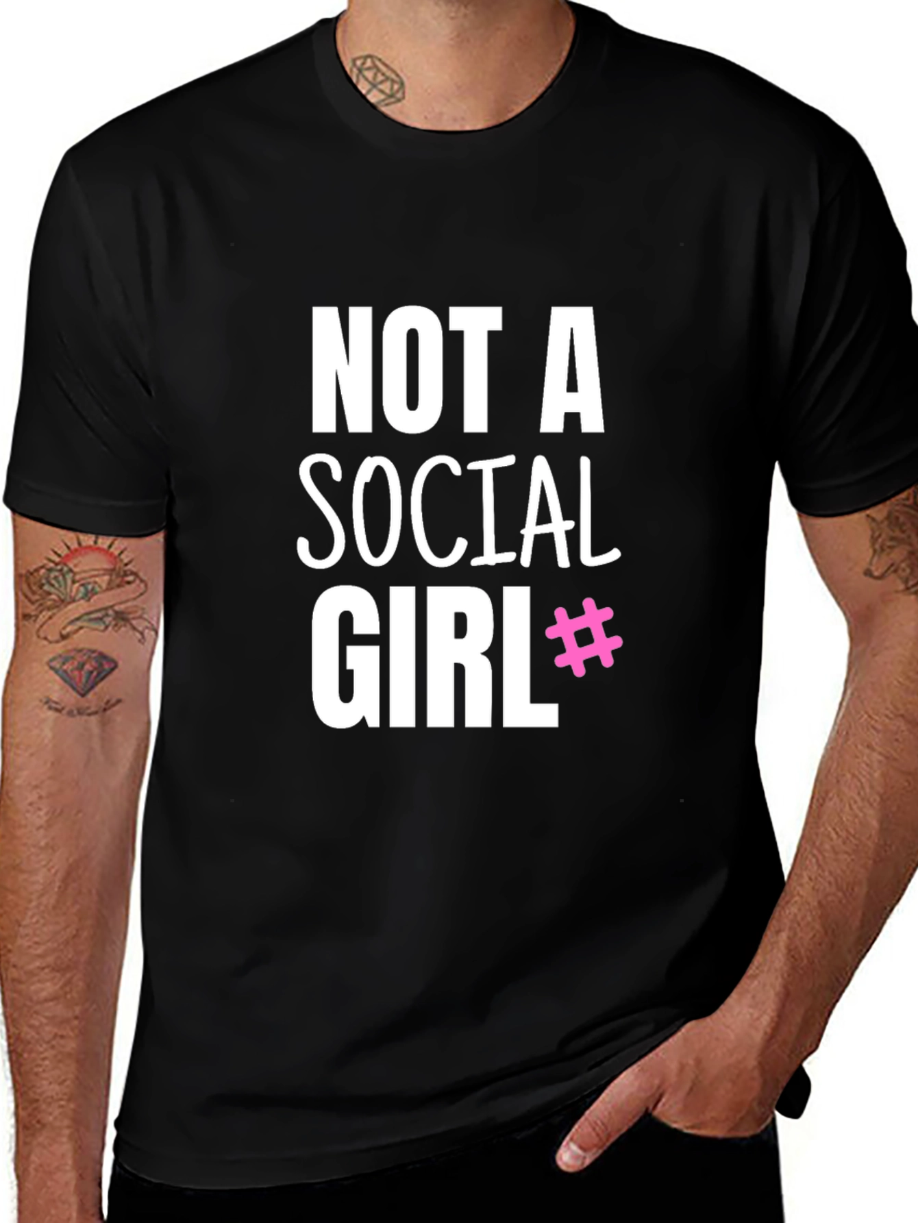 Variant 13 of Not A Social Girl Graphic Tee - Black Cotton Casual T-Shirt