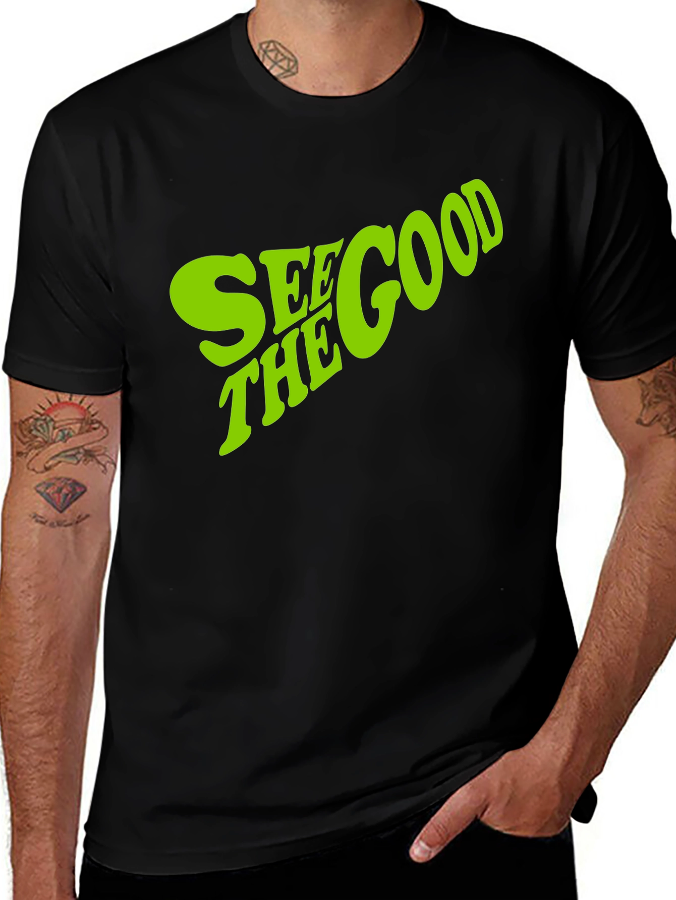 Variant 11 of See the Good Graphic Tee - Trendy Black T-Shirt