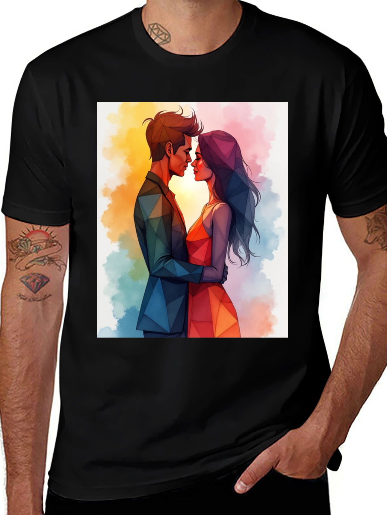 Variant 29 of Geometric Love Graphic Tee - Modern Art Shirt